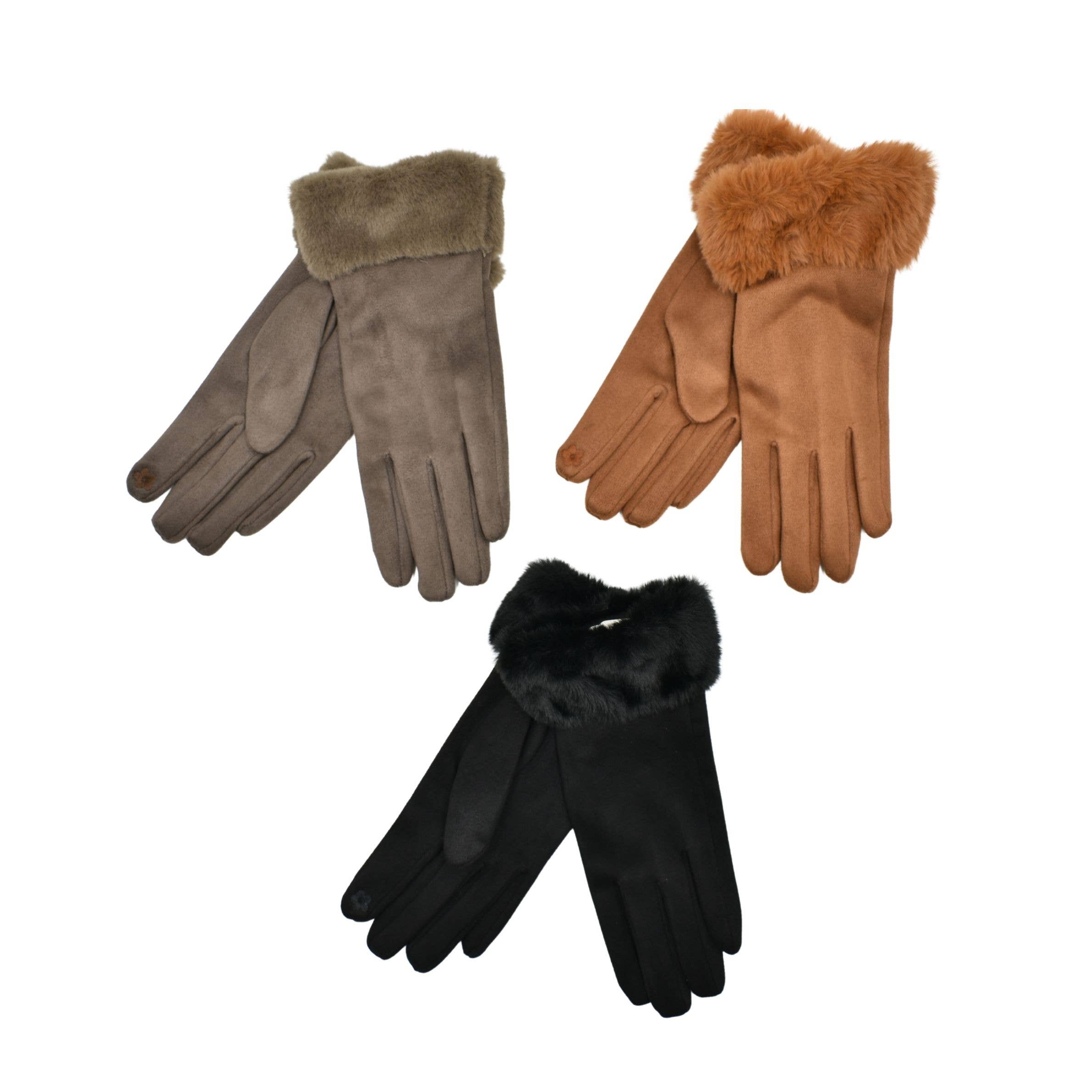 Faux Fur Cuff Gloves – Brown