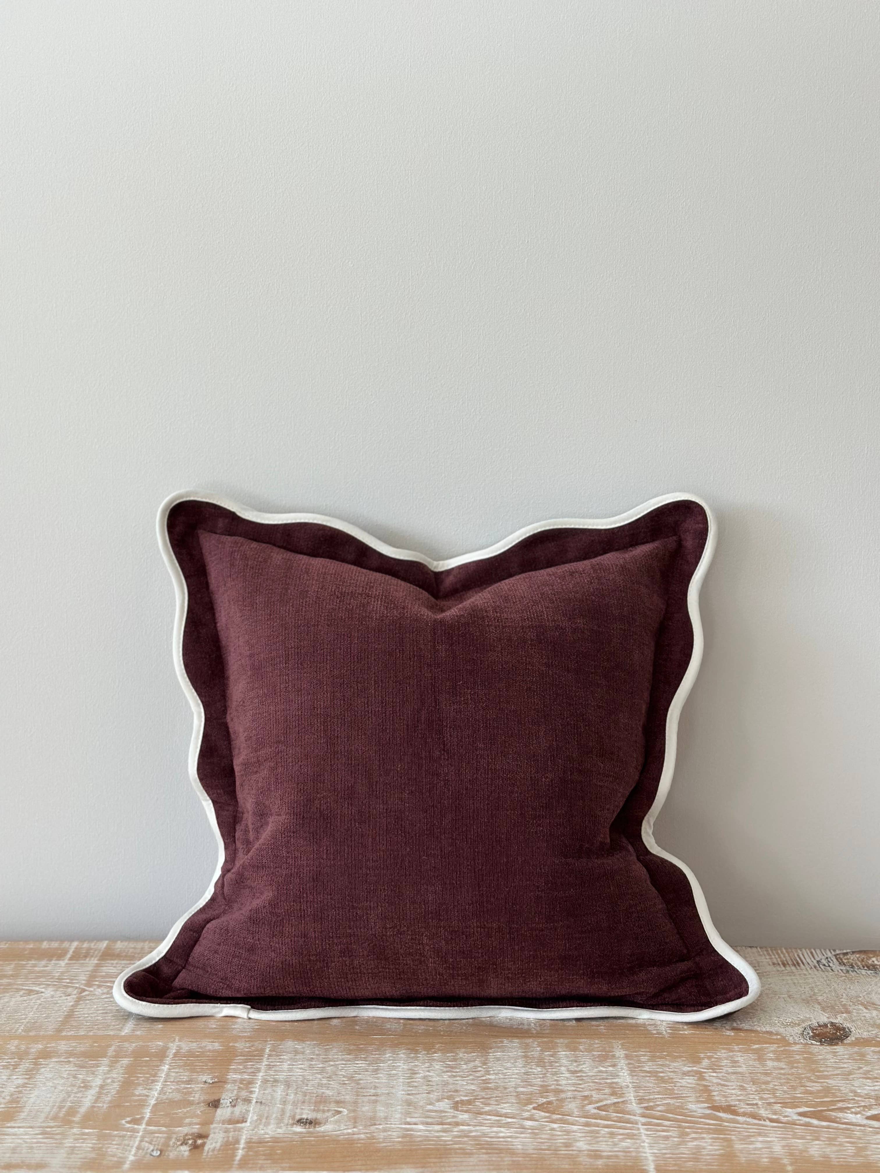 Chloe Plum Scalloped Edge Cushion Cover 45 × 45cm Ellenvale Trade