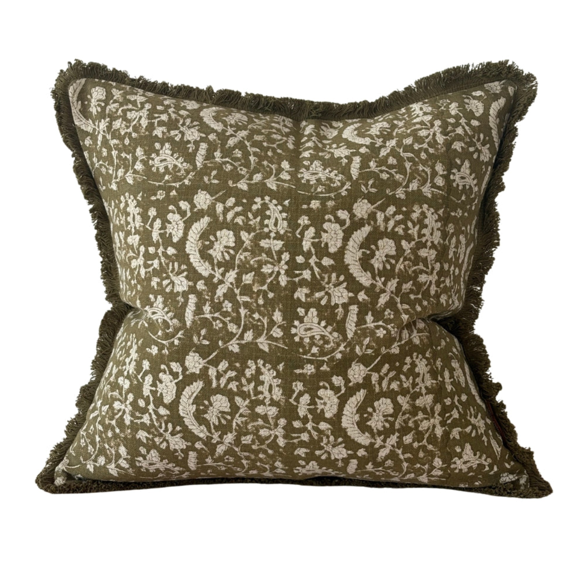 Sadie Olive Vintage Floral Fringed Cushion Cover – 45 x 45 cm