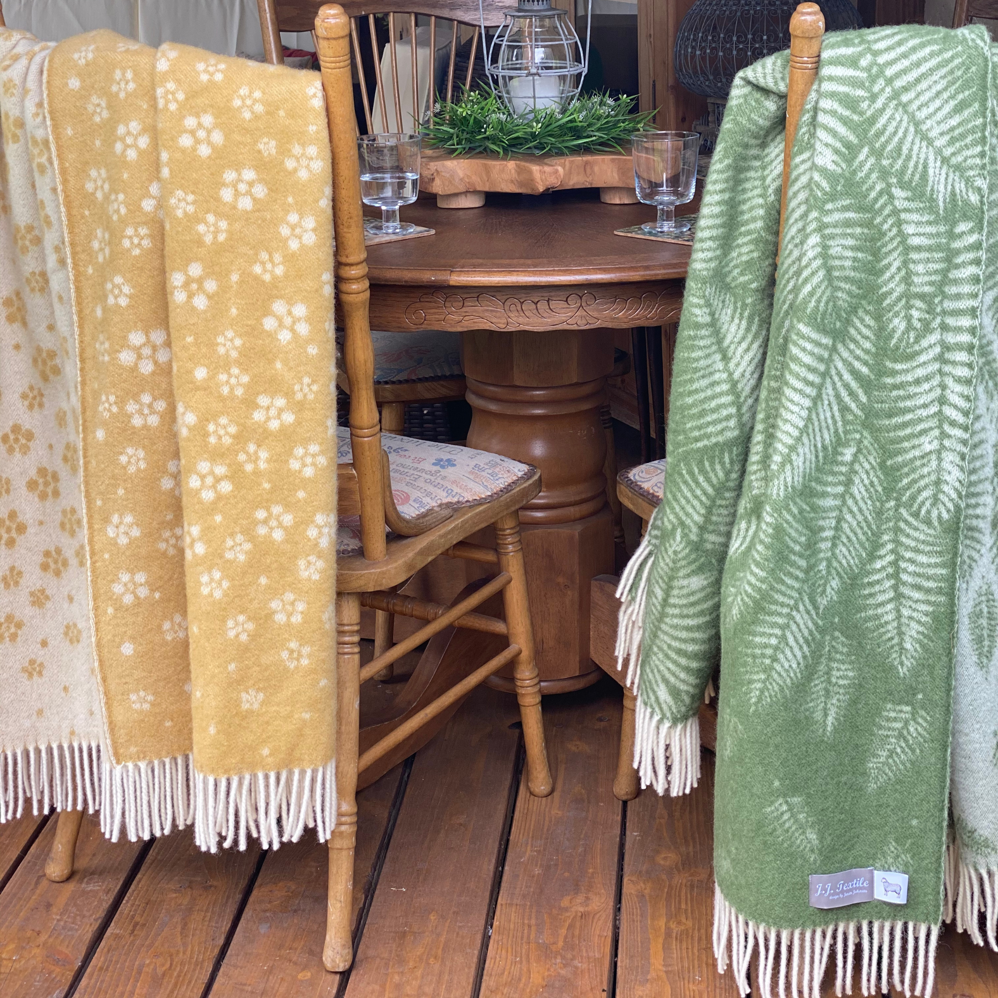 Loose Fern Green Pure Wool Throw JJ Textile