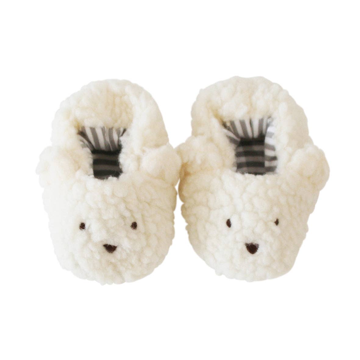 Sherpa Bear Booties – Ivory (0–6 Months)