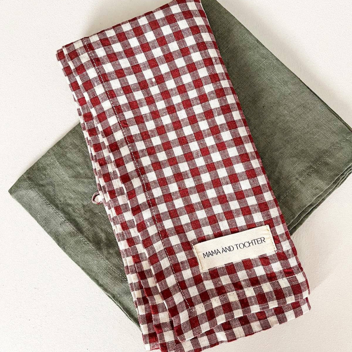 Pure French Linen Tea Towel - Mulberry Gingham Mama and Tochter