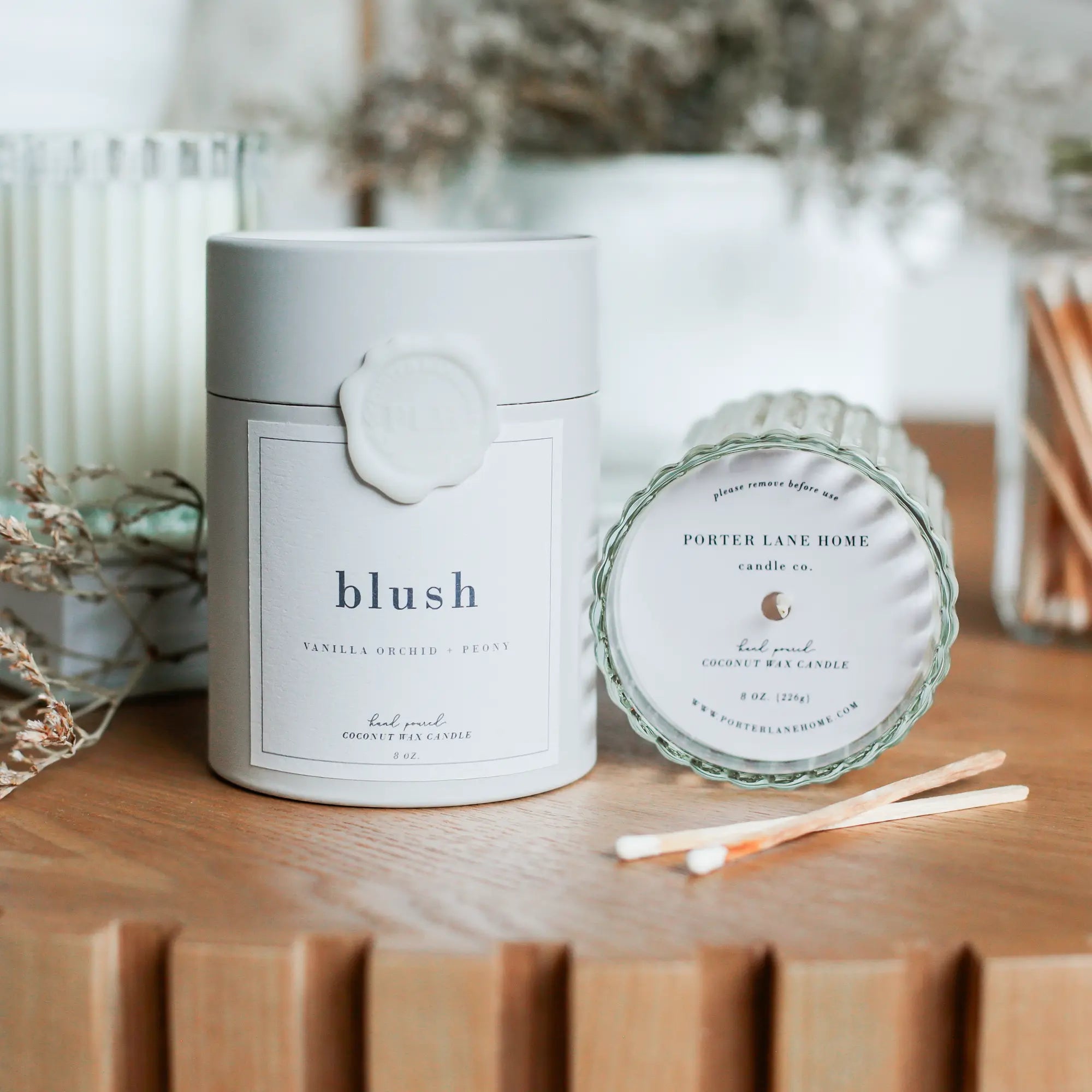 BLUSH | Vanilla Orchid + Peony Fluted Coconut Wax Candle Porter Lane Home