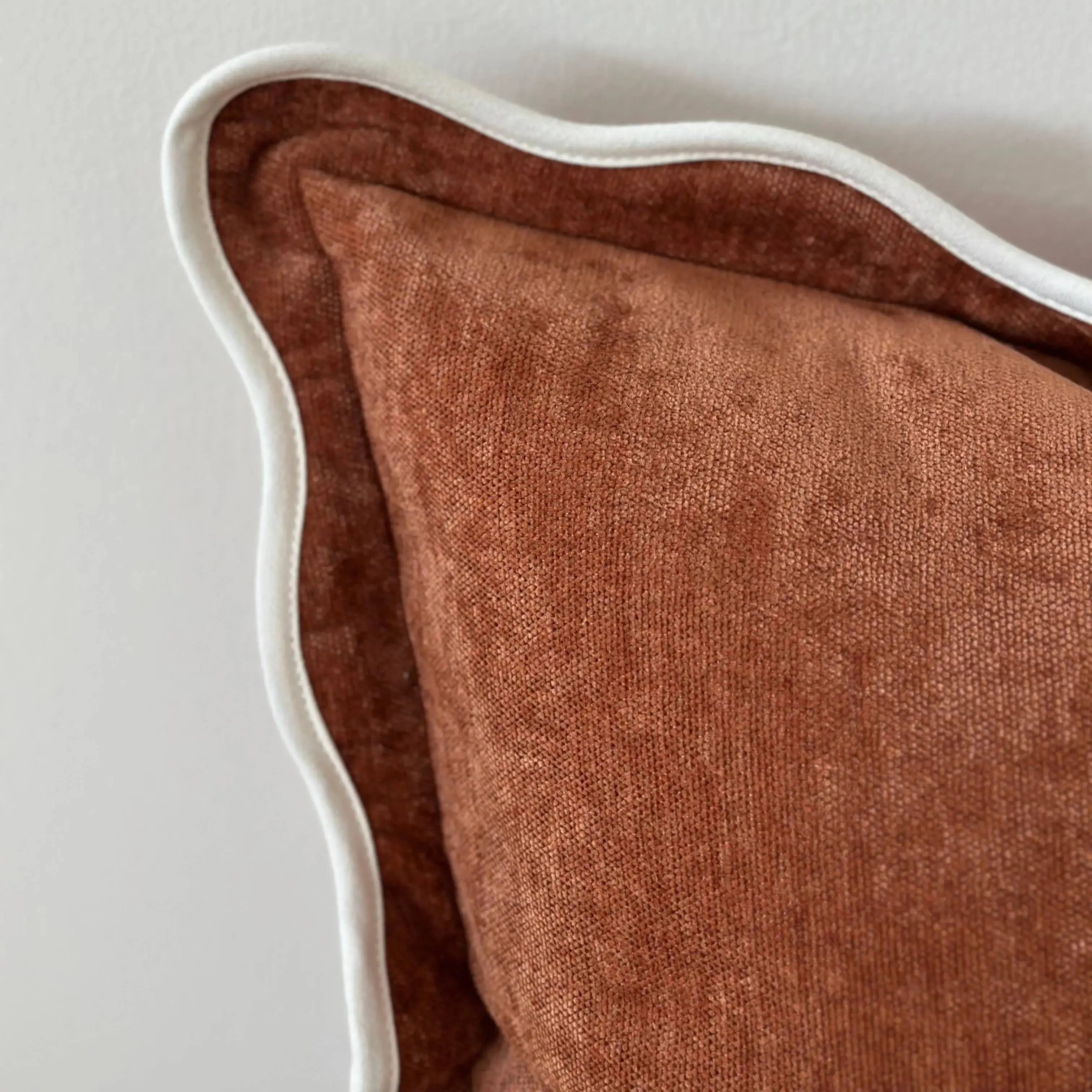 Chloe Rust Scalloped Edge Cushion Cover 45x45 Ellenvale Trade