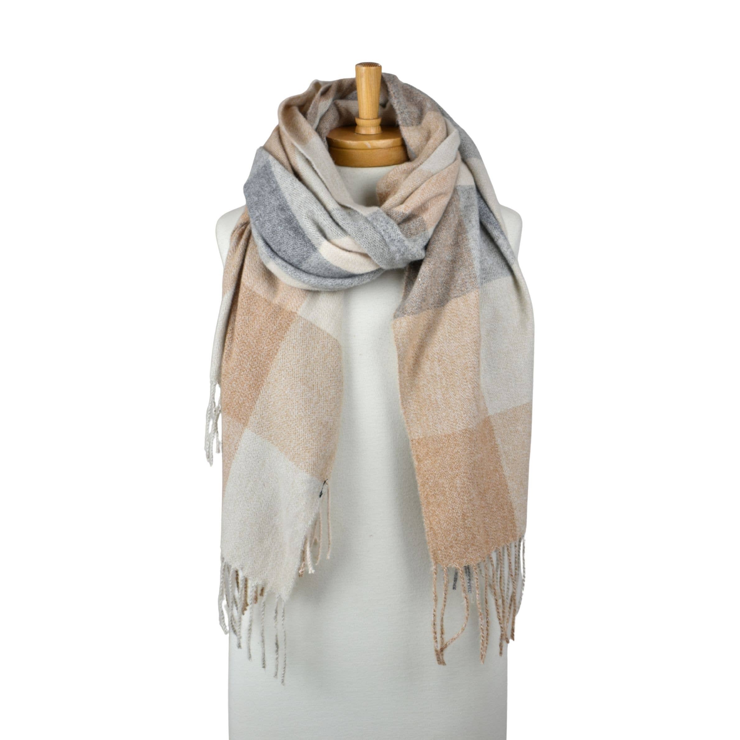Autumn Checkered Scarf - Camel
