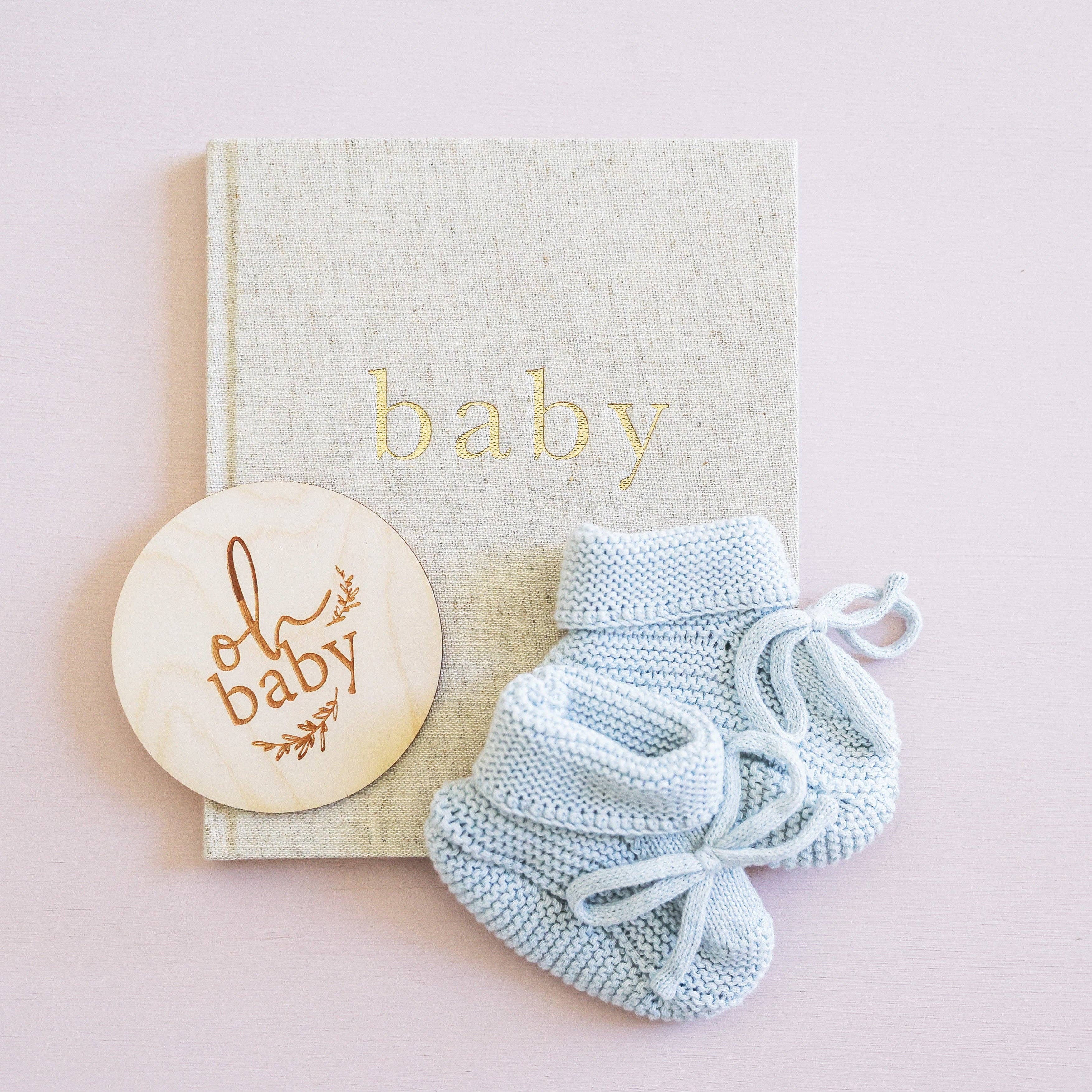 Knit Baby Booties – Blue (0–6 Months)