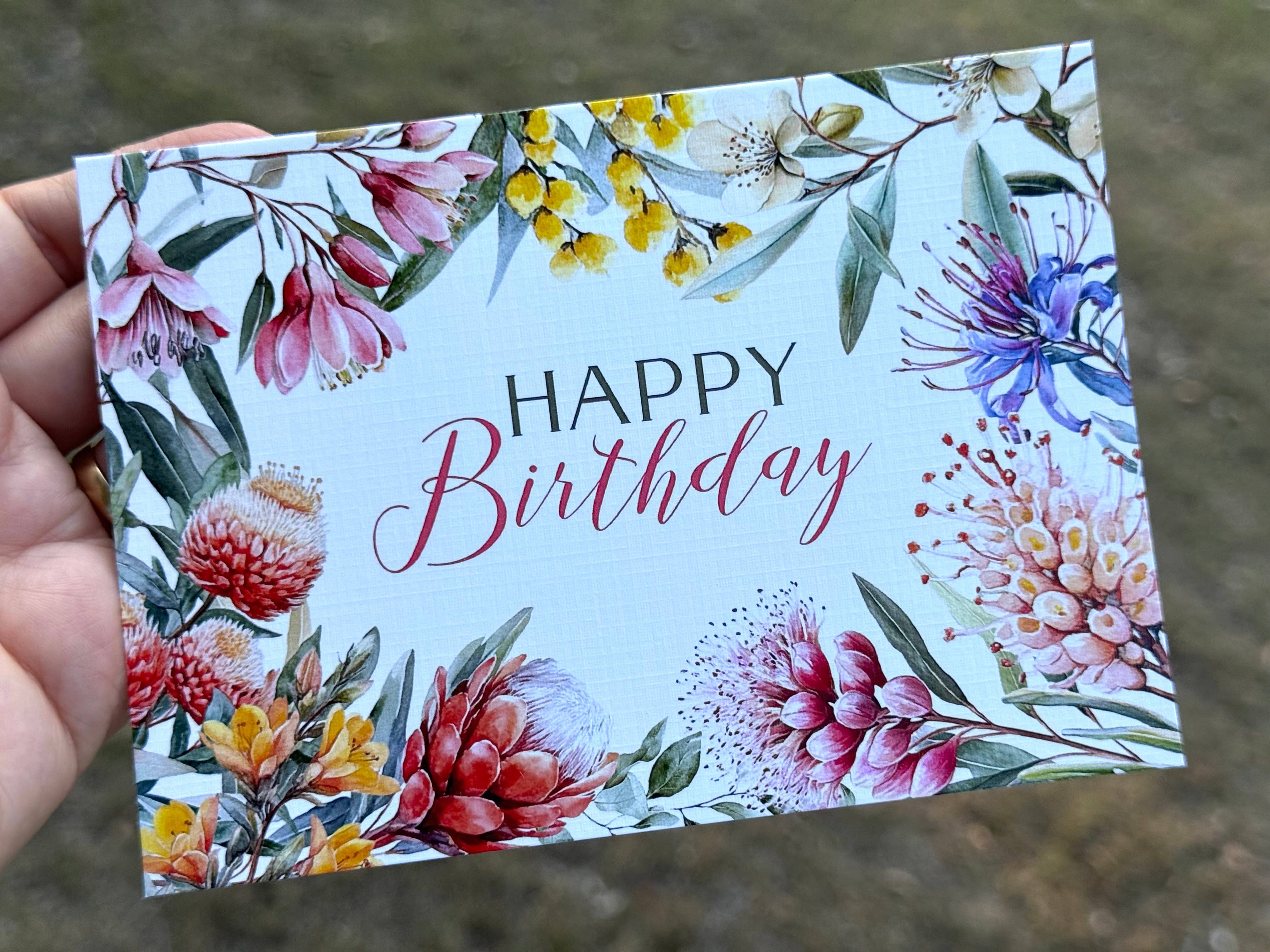 Australian Native Florals Birthday Card – A6
