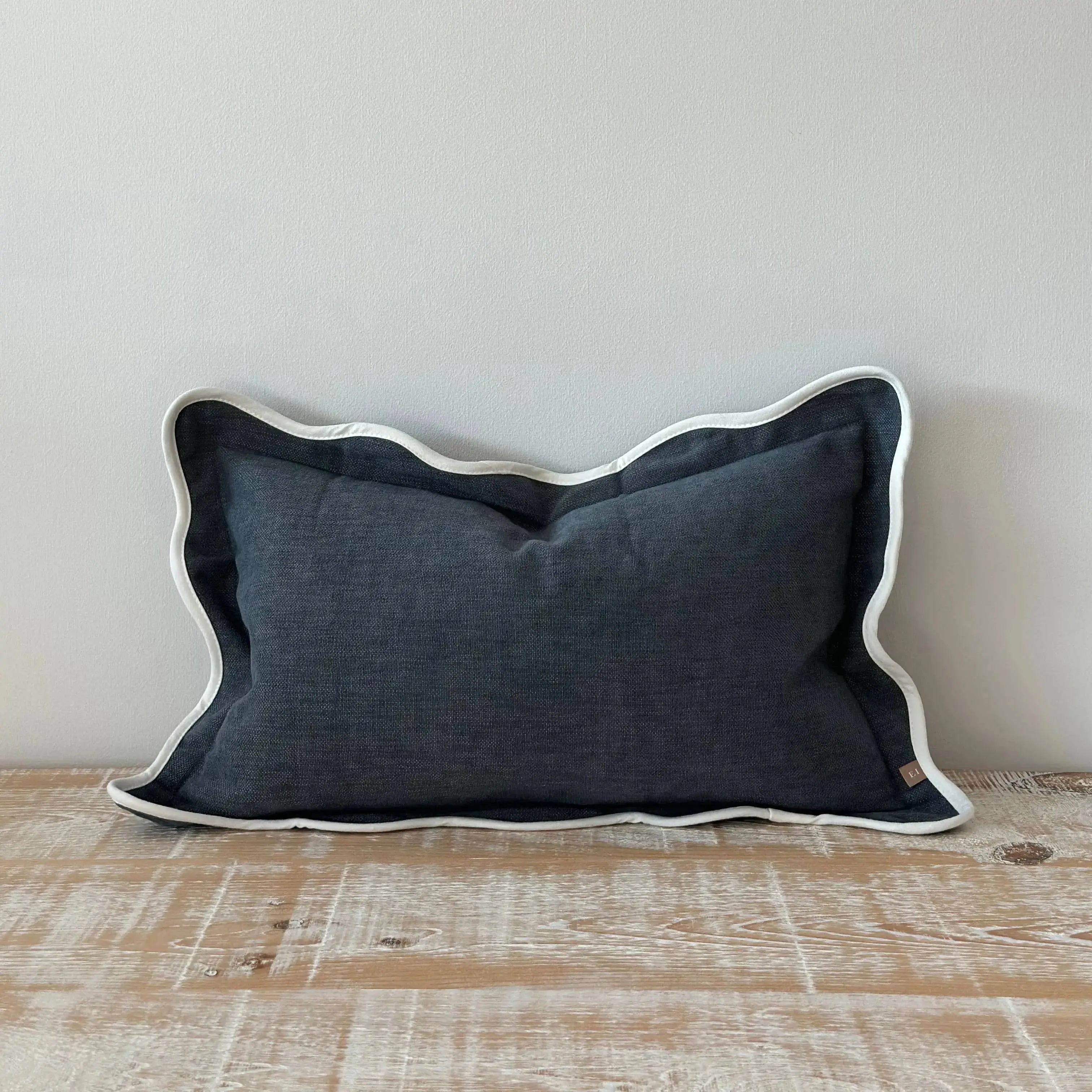 Chloe Navy Scalloped Edge Cushion Cover - 50x30cm Ellenvale Trade