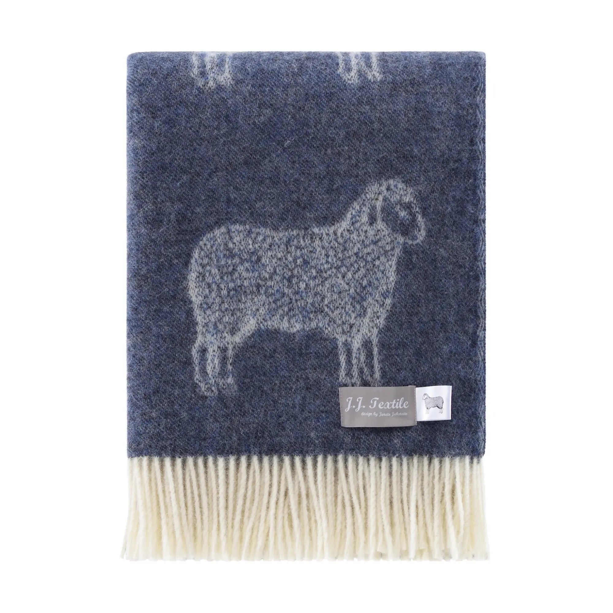 Sheep Denim Blue Pure Wool Throw JJ Textile