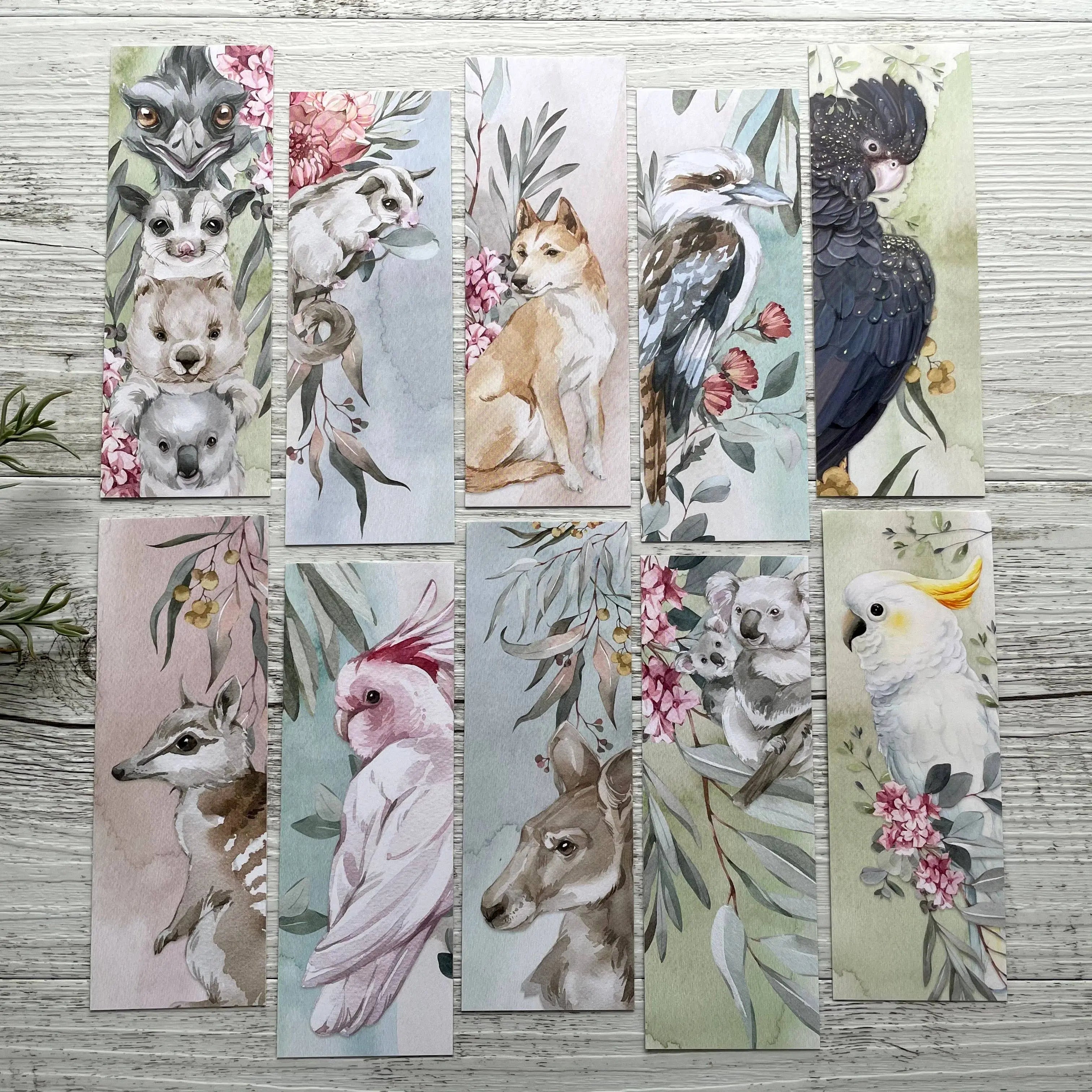 Australian Animal & Birds Bookmarks set of 10: All (full set of 10) Scattered Seed Co
