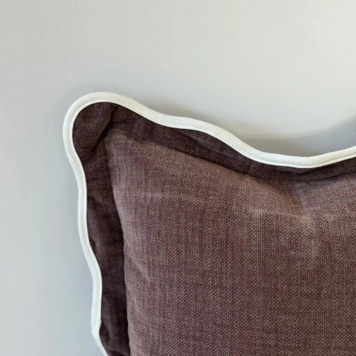 Chloe Dark Brown Scalloped Edge Cushion Cover 65x65 Ellenvale Trade