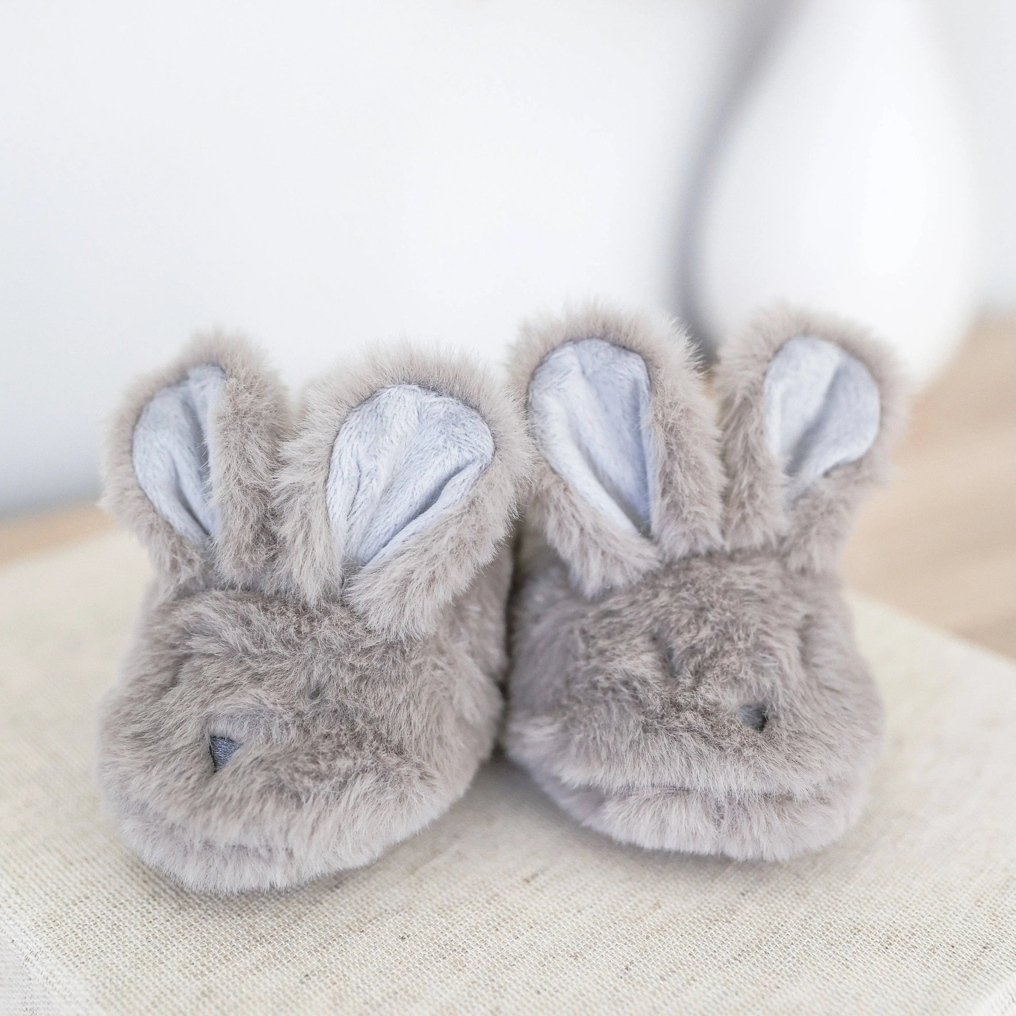 Luxe Bunny Baby Booties – Grey (0–9 Months)