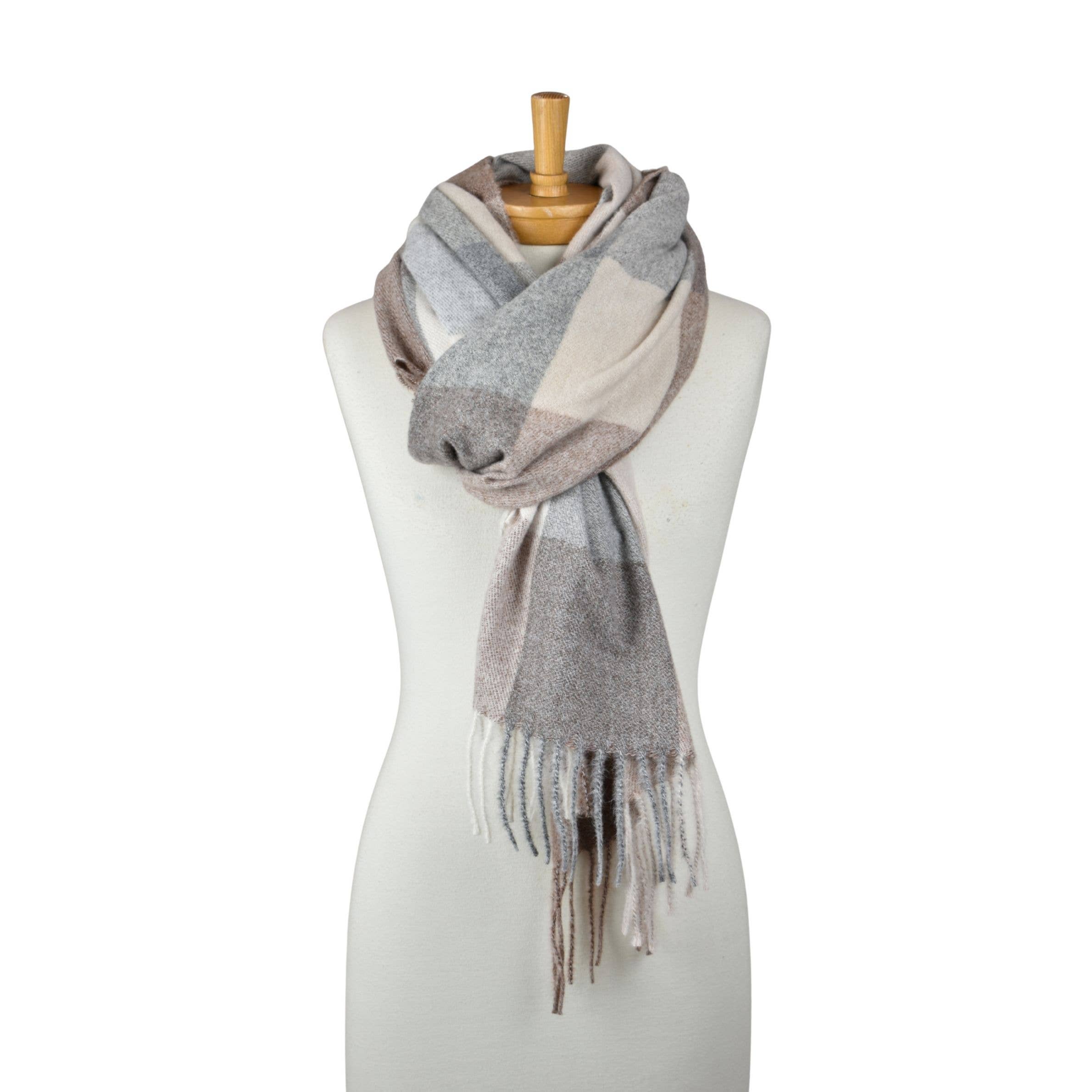 Autumn Checkered Scarf - Taupe
