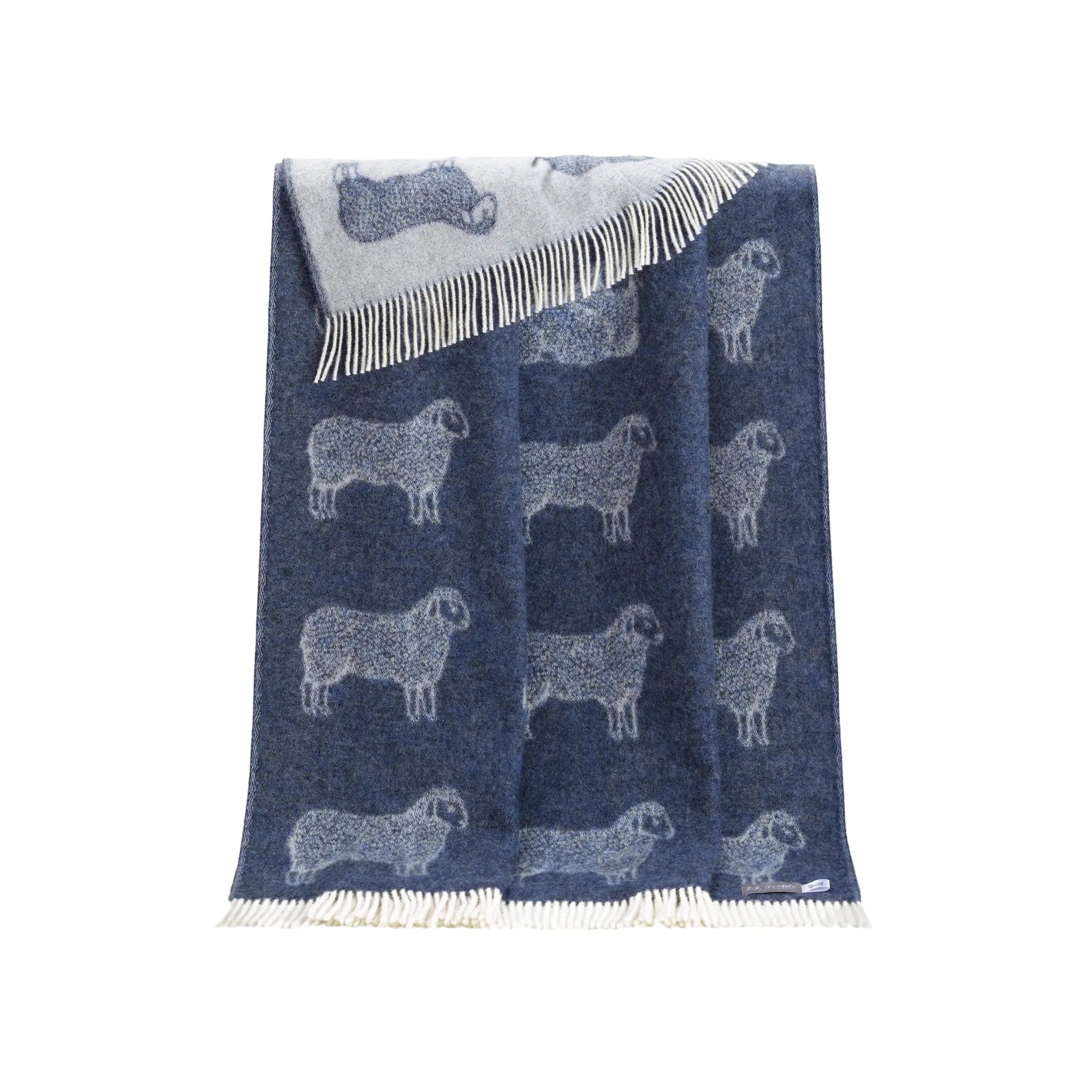 Sheep Denim Blue Pure Wool Throw JJ Textile