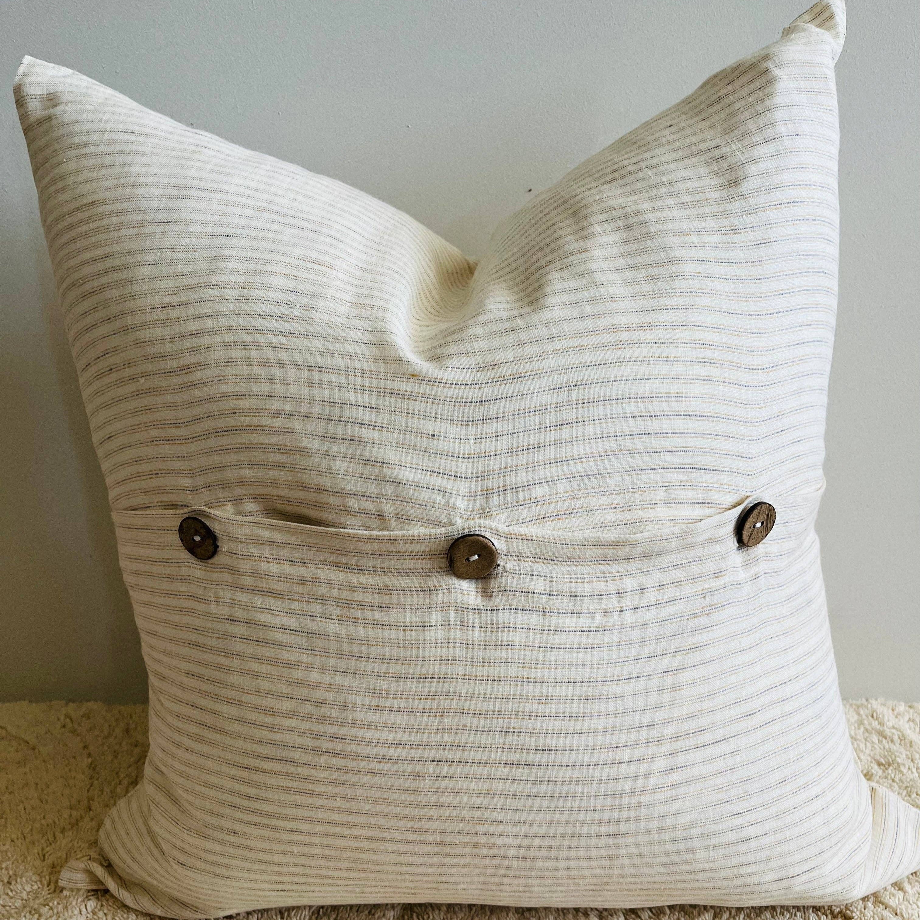 Pure French Linen Cushion Cover - Vintage Stripe Mama and Tochter