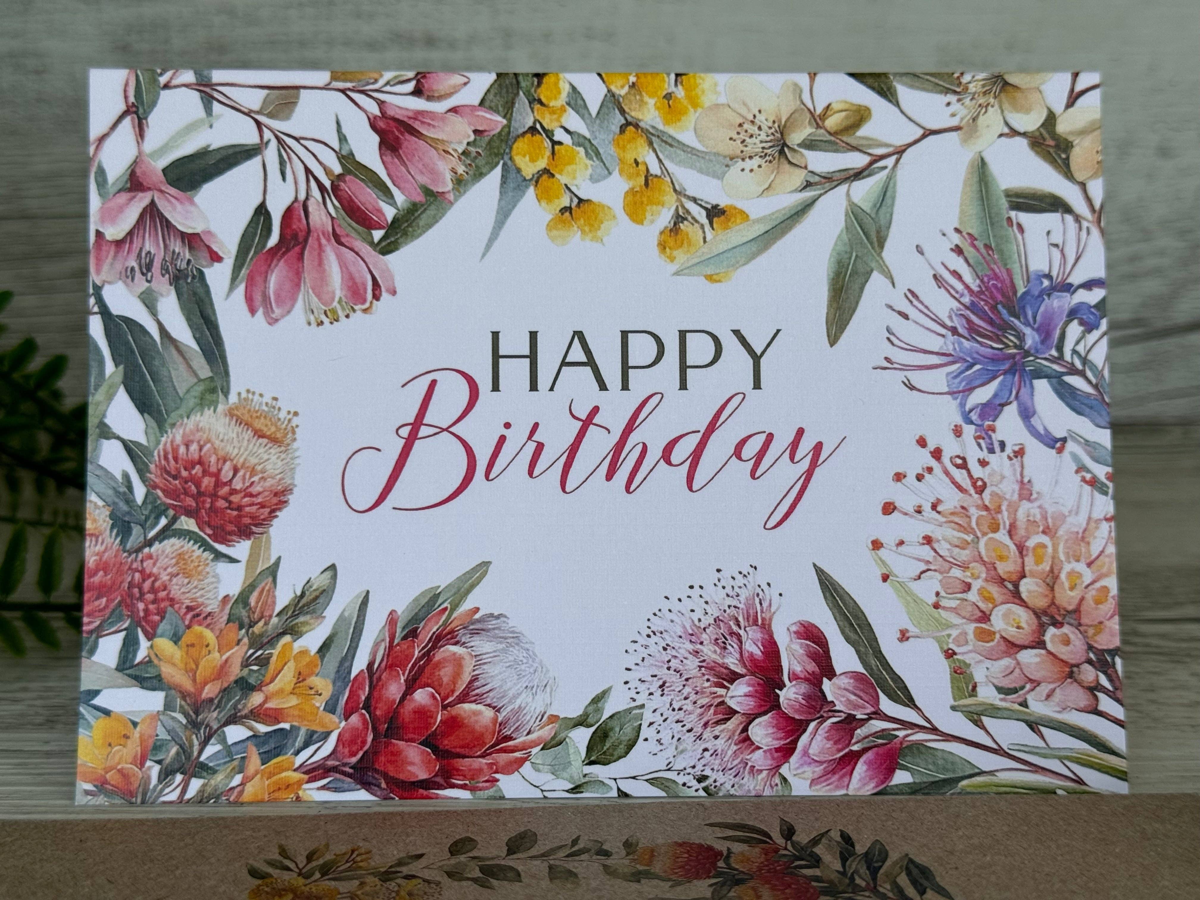 Australian Native Florals Birthday Card – A6