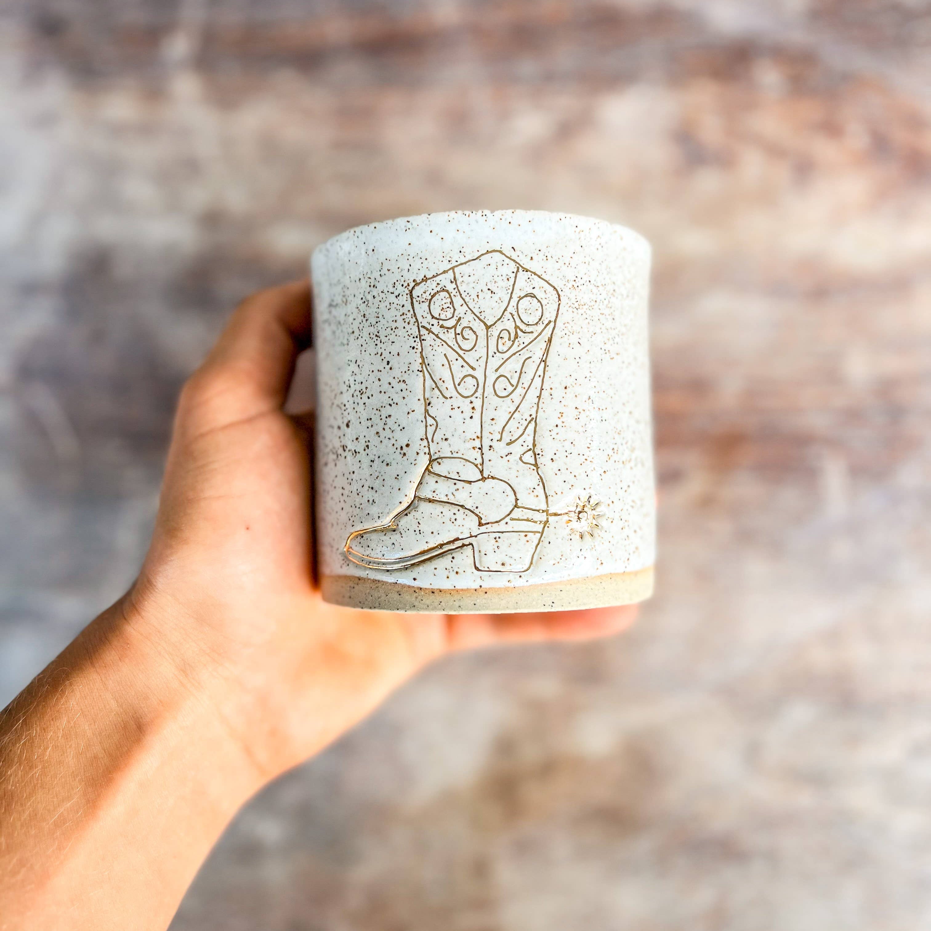 Ceramic mug  - cowgirl / boy  boot mug: Without handle Wolf and Clay Pty Ltd