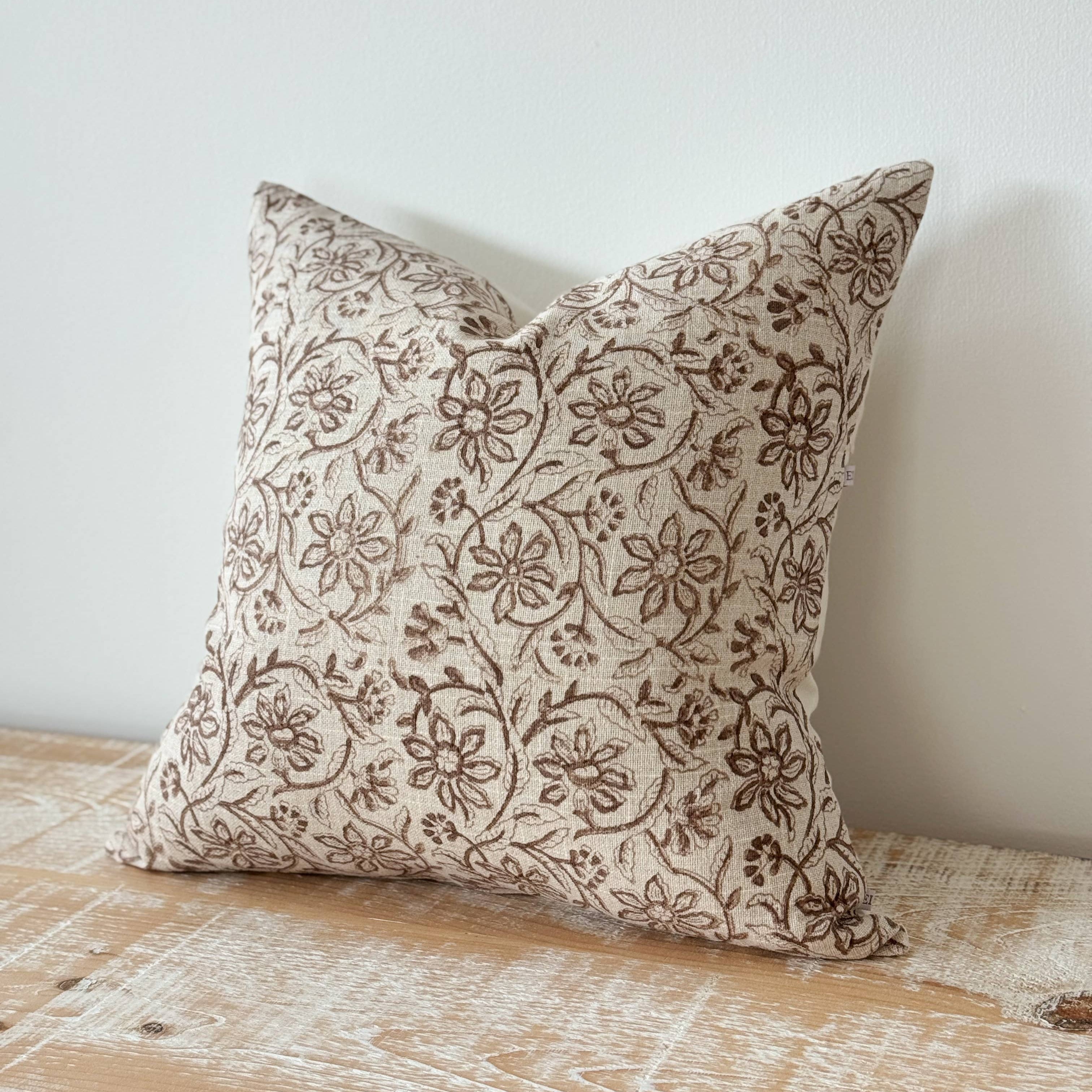 Ivy Brown Print Cushion Cover 45 x 45 - 100% Cotton Cover Ellenvale Trade