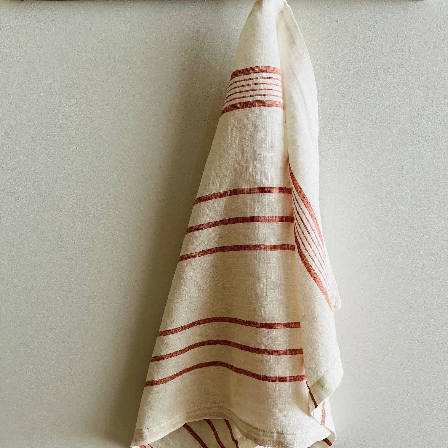 Pure French Linen Tea Towel - Rust Stripe Mama and Tochter