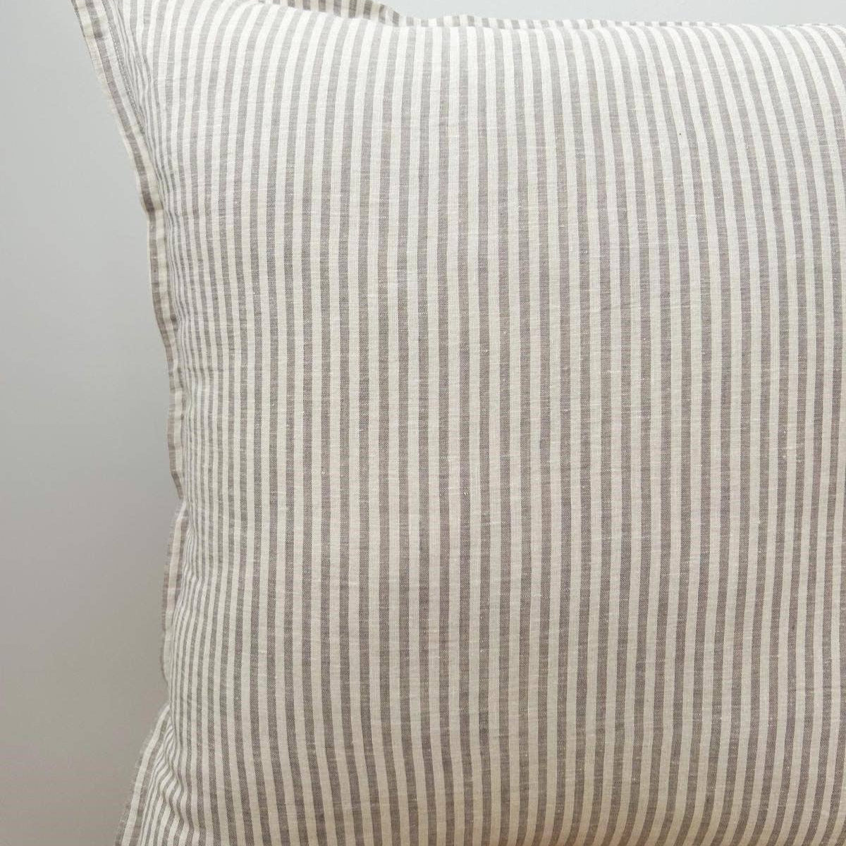 Pure French Linen Euro Cushion - Grey Stripe Mama and Tochter