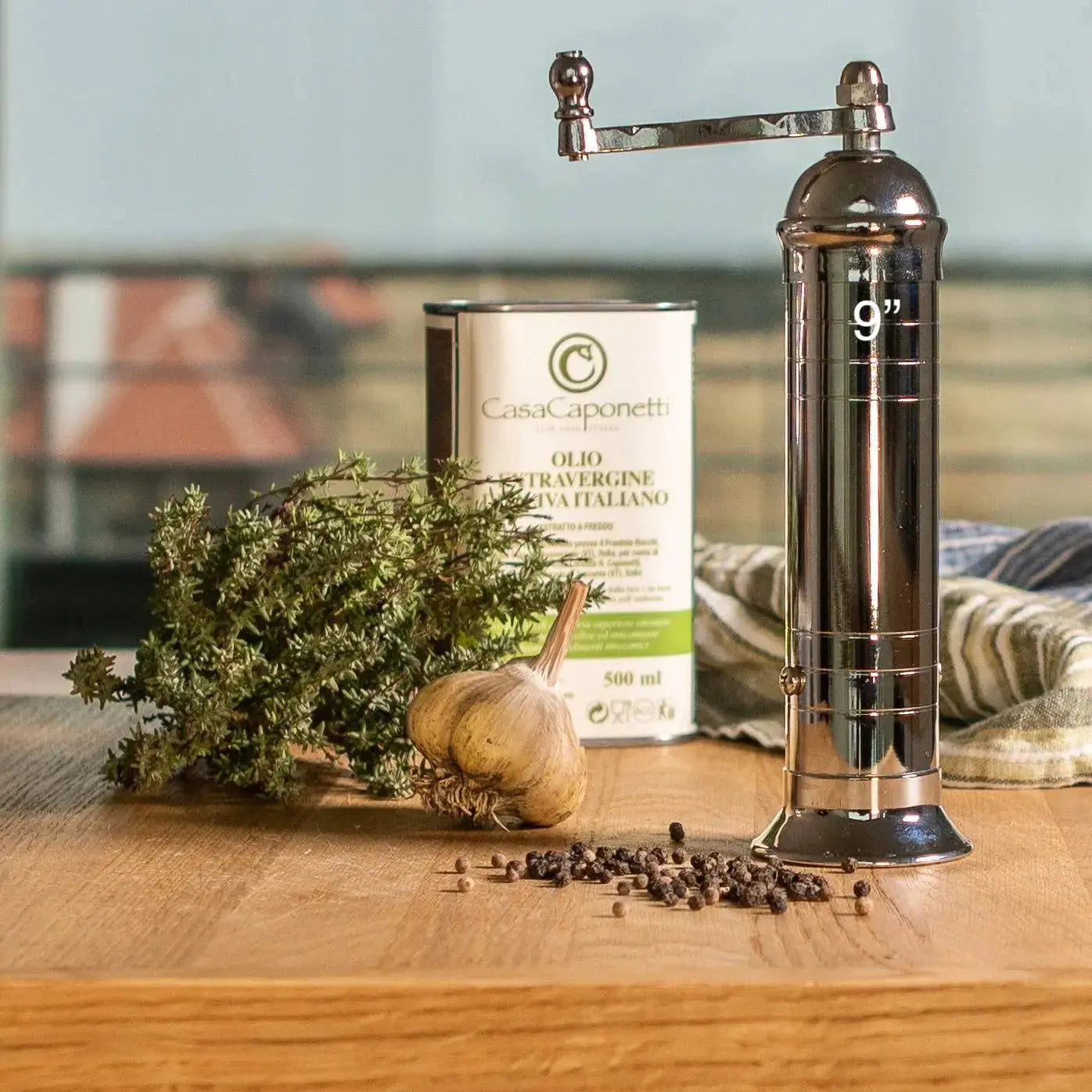 The original 'Chrome Mill' - polished 9" pepper grinder Rune-Jakobsen Design