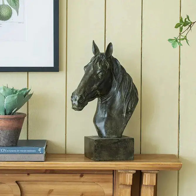 Gigi Black Horse Head Statue - Farmhouse Country Ornament 40cm Florabelle