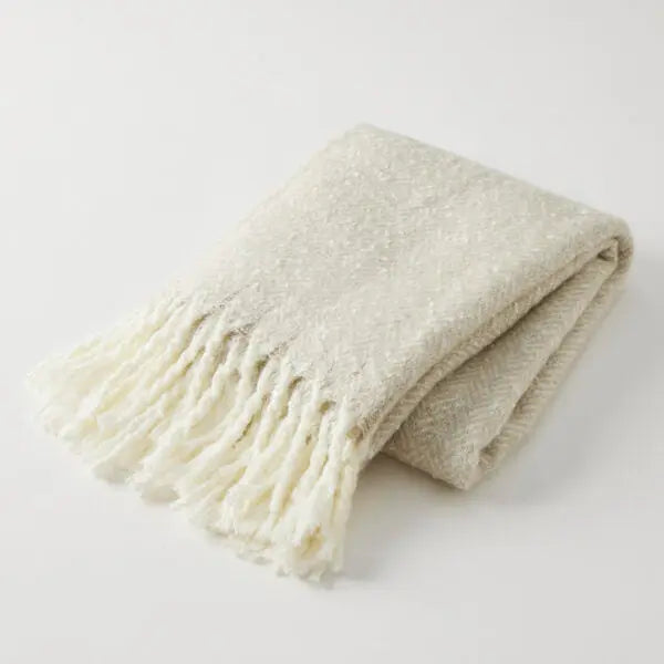 Herringbone Throw Beige Pilbeam Living