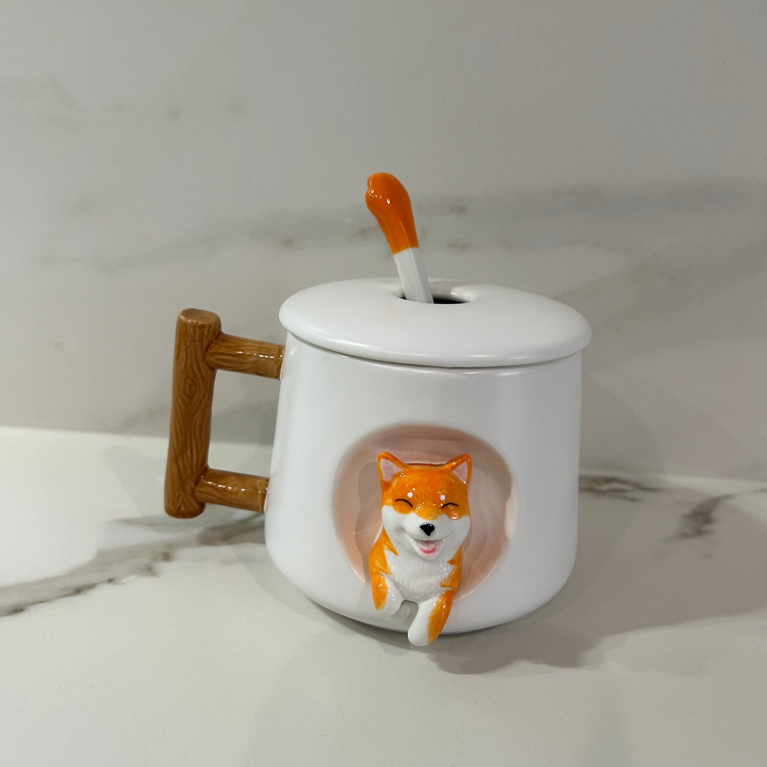 Dog Mug With Lid & Spoon Homerely