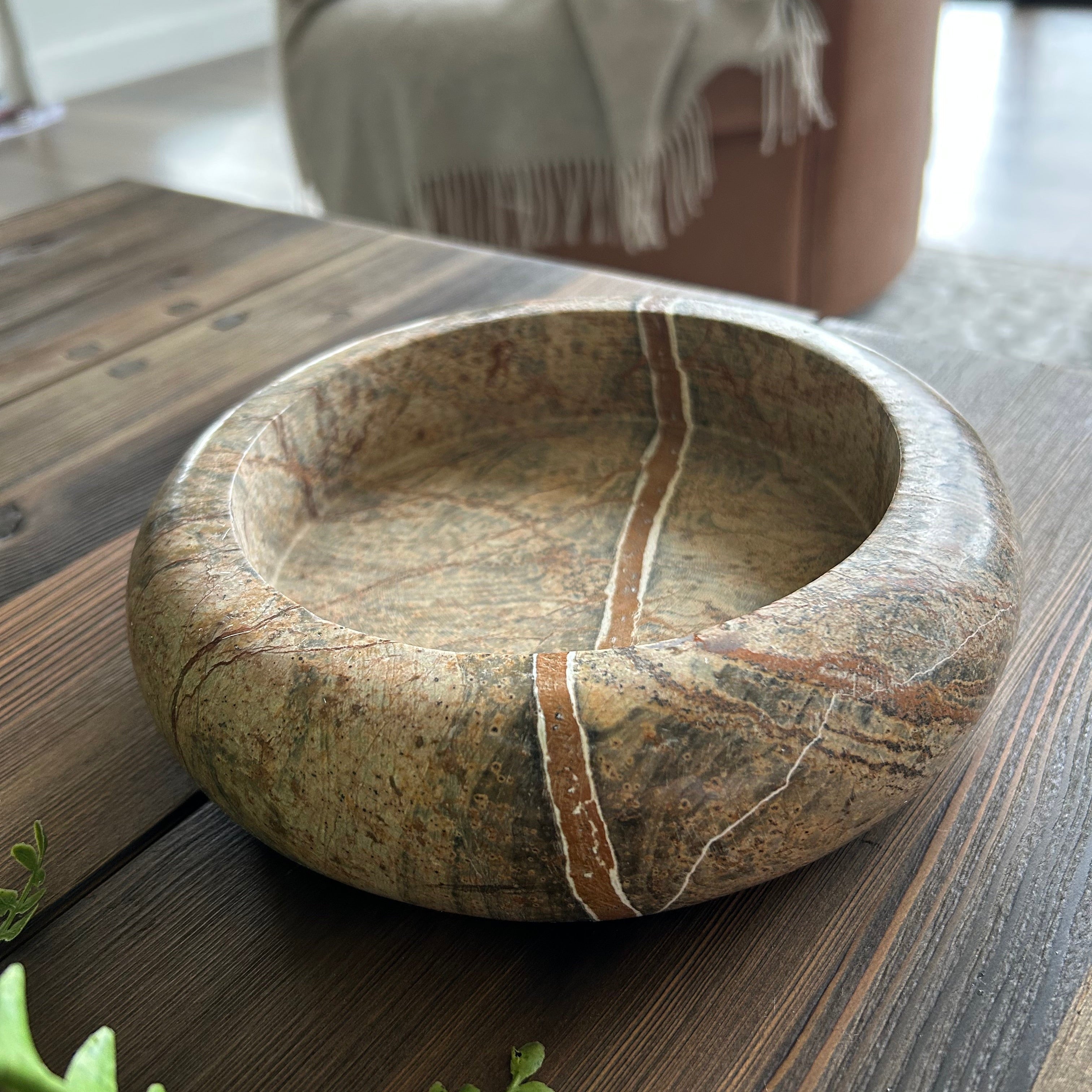 Omnia Brown Marble Shallow Bowl Pilbeam Living