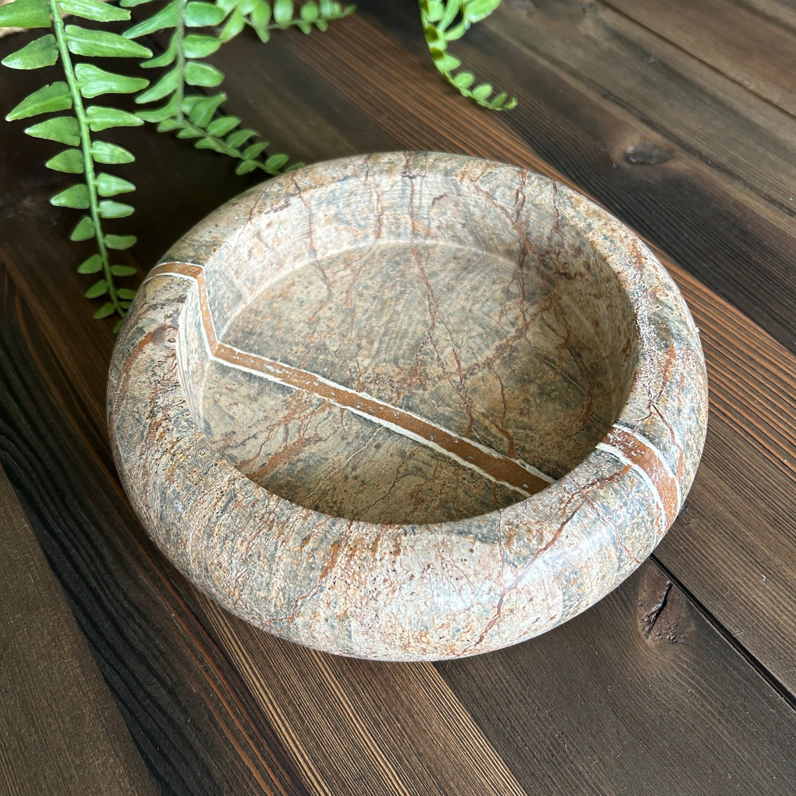 Omnia Brown Marble Shallow Bowl Pilbeam Living