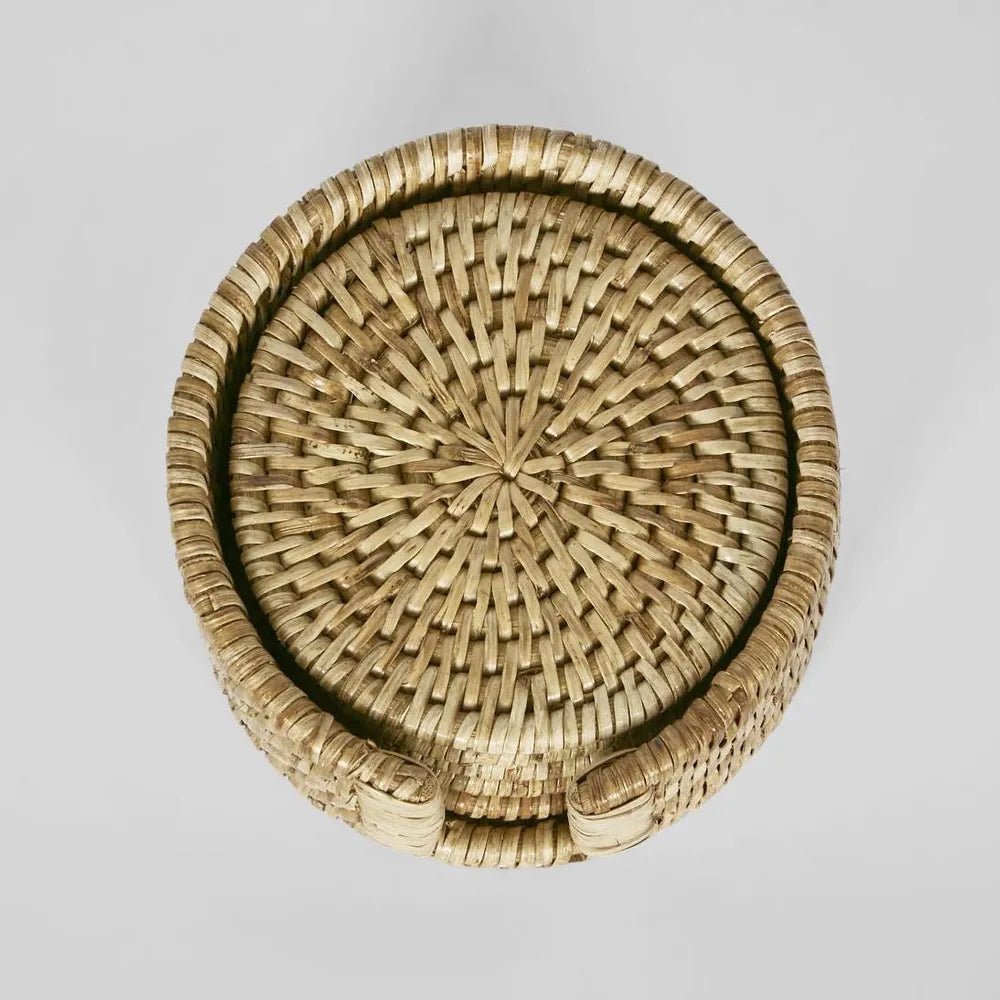 Paume Rattan Round Coaster Set 6 Natural - High Quality Florabelle