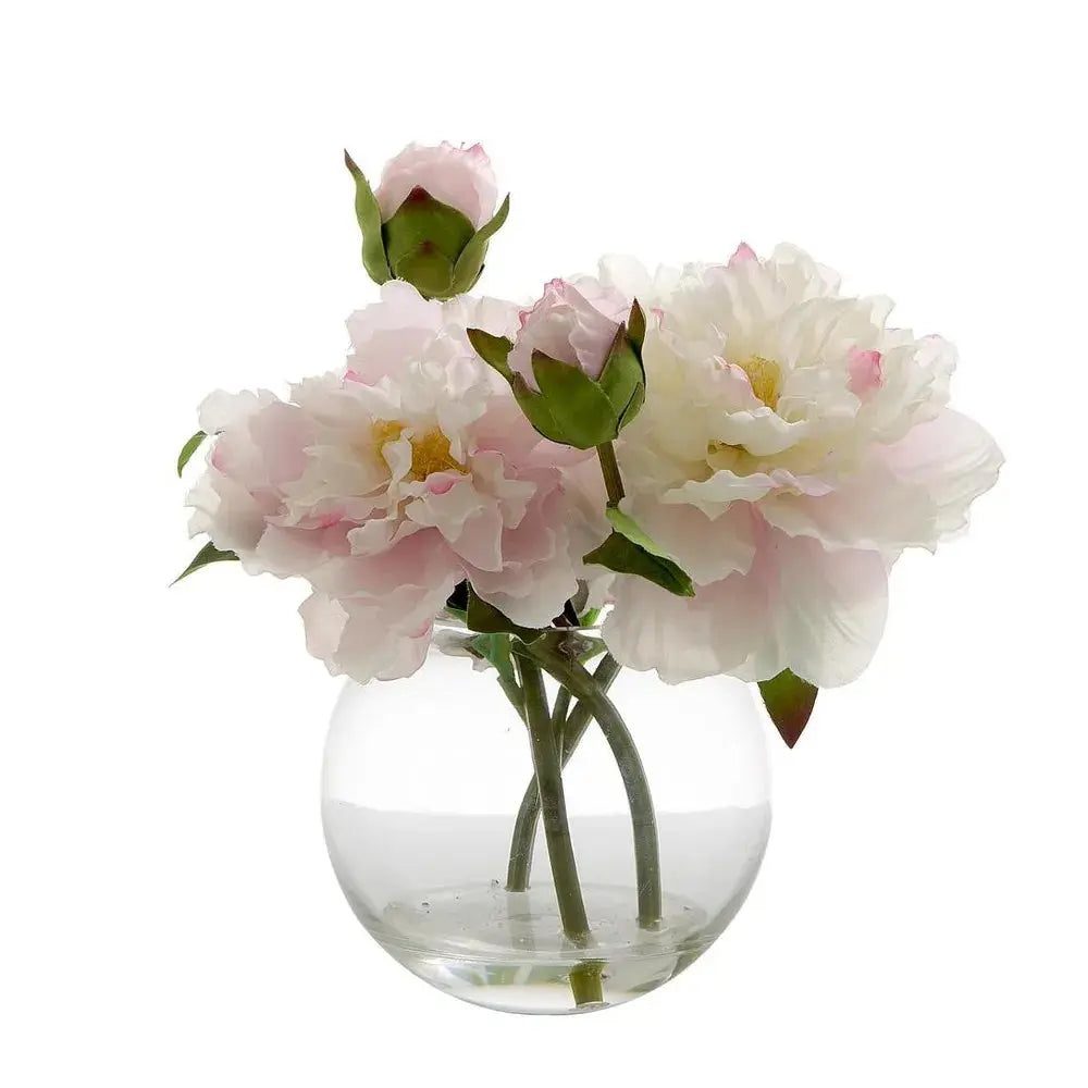 Peony in Water Bowl – Light Pink Florabelle