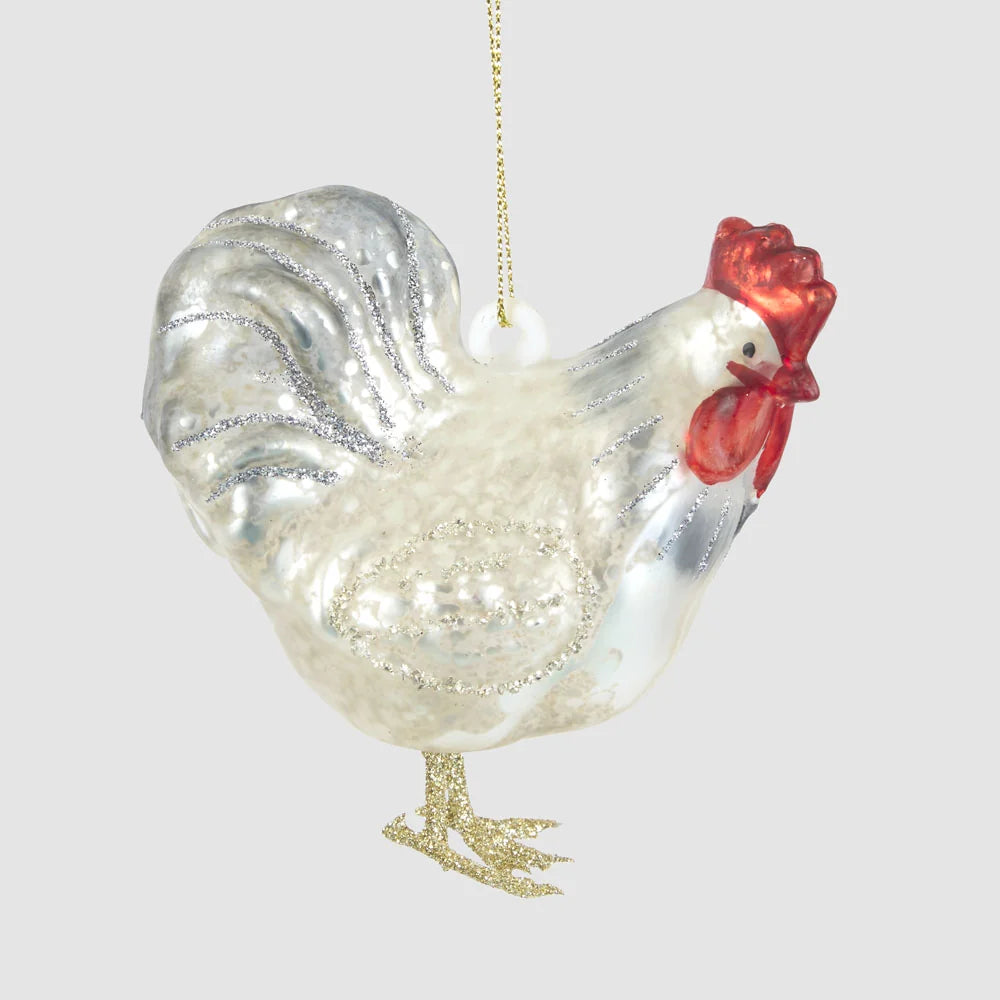 Vintage Rooster Glass Hanging Decoration