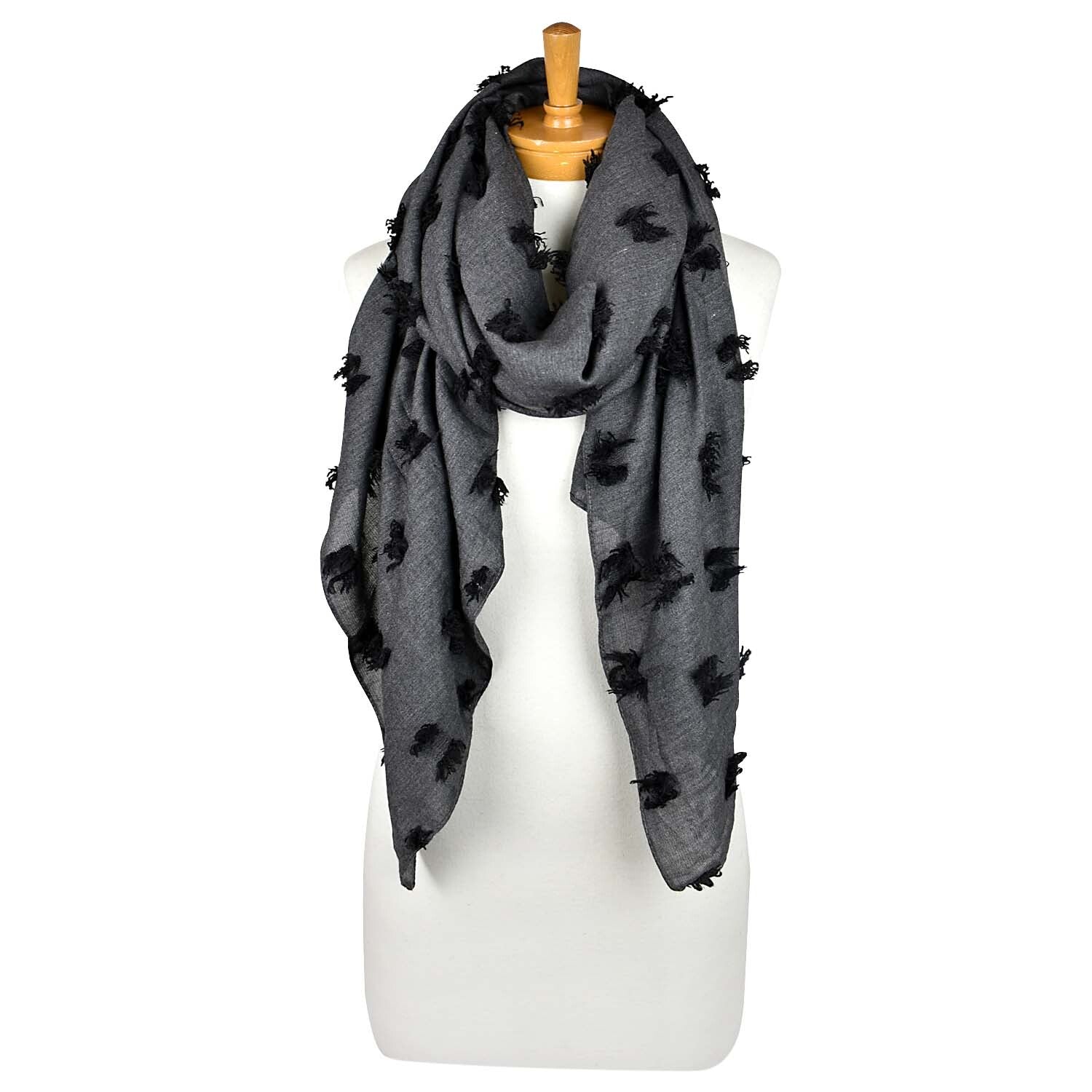 Charcoal Dress Fringe Scarf