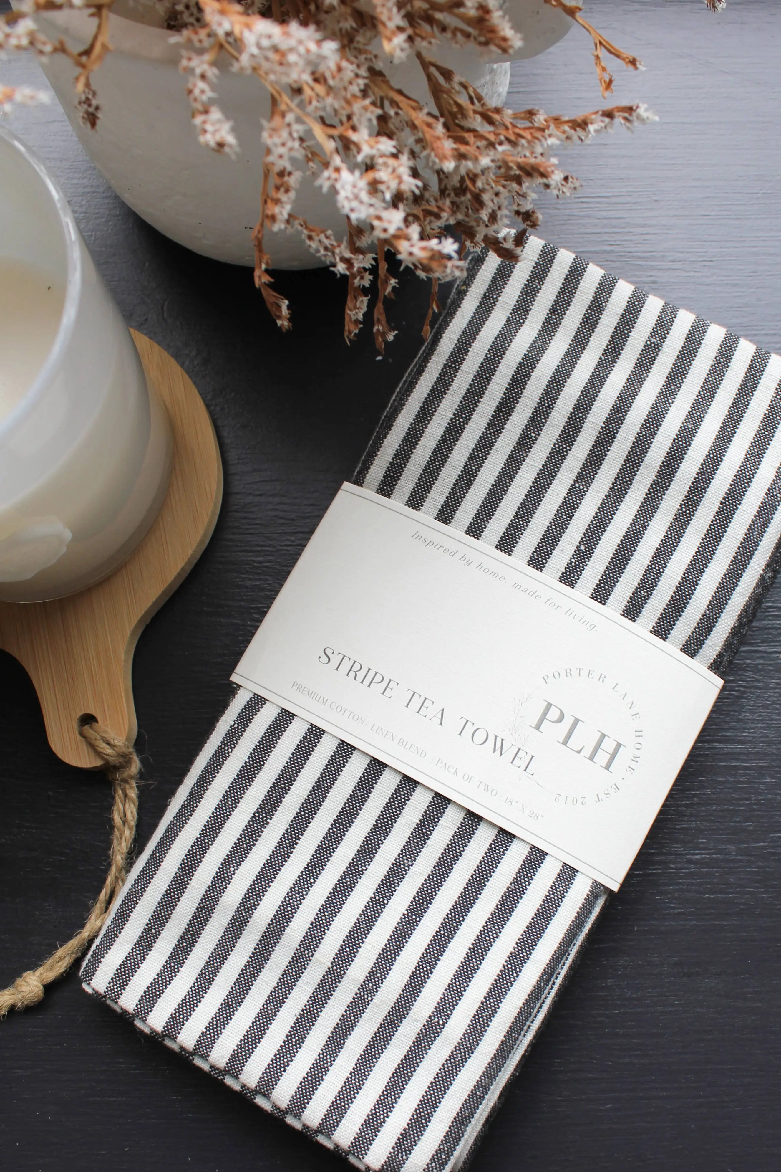 Stripe Tea Towel Set – Black (2 Pack) Porter Lane Home