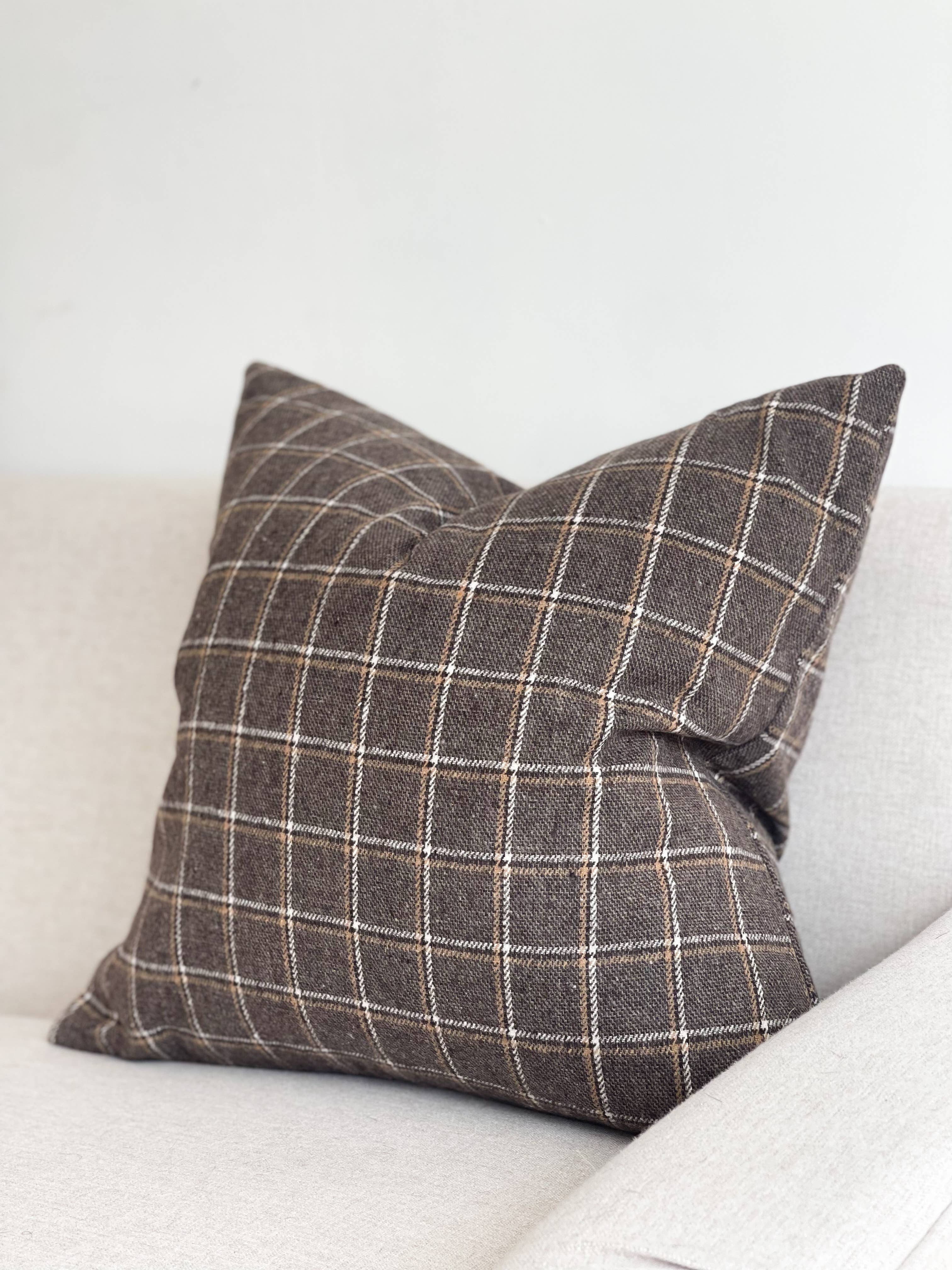 Robyn Wool Effect Cushion Cover 45×45 – Brown Cheque Ellenvale Trade