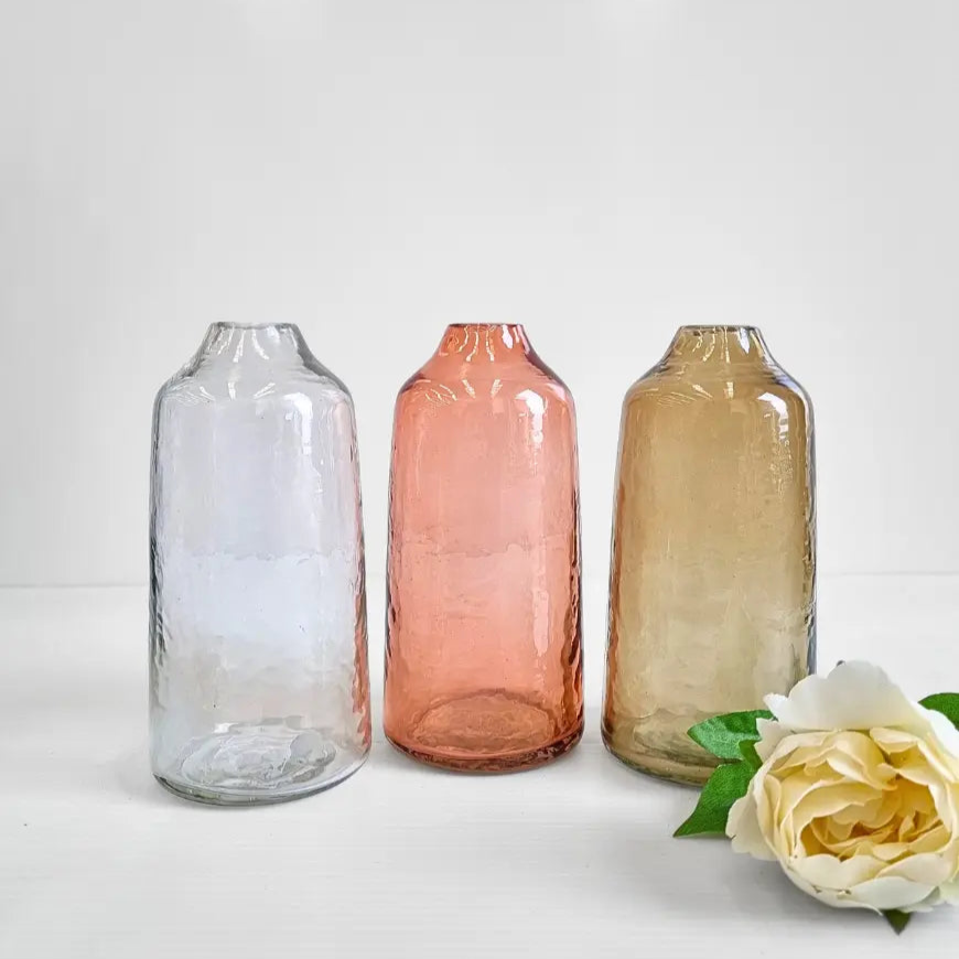 Siena Handblown Hammered Glass Bud Vases: Clear Creative Women Australia