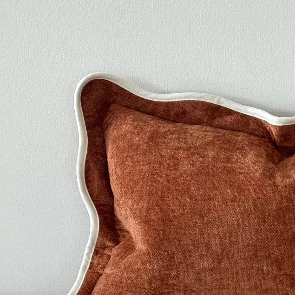 Chloe Rust Scalloped Edge Cushion Cover – 50 × 30 cm