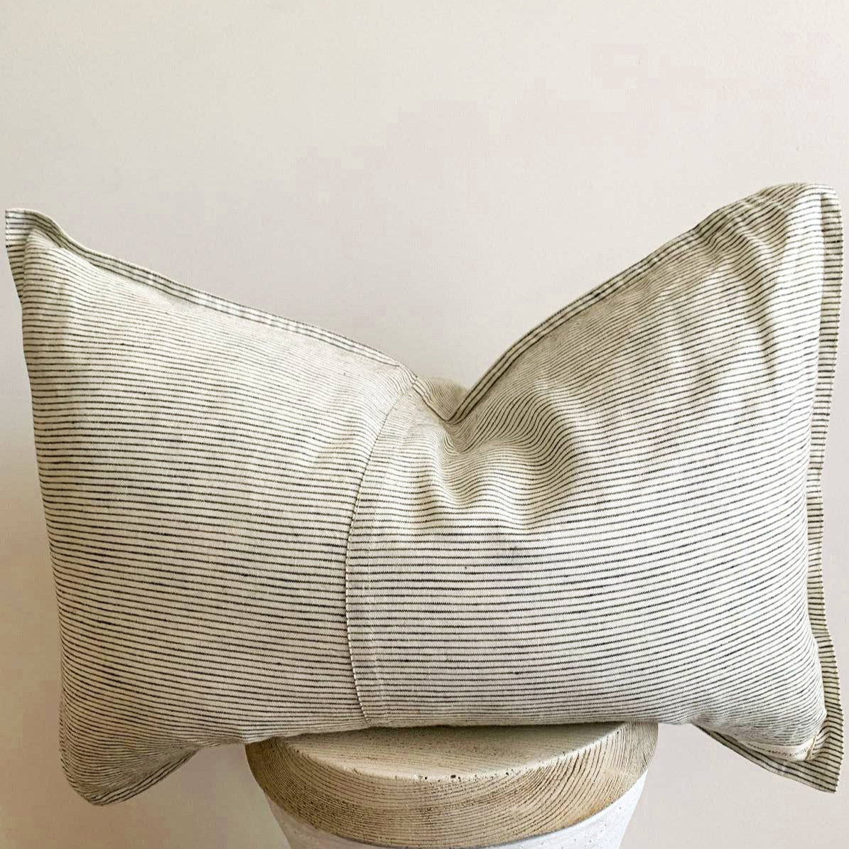 Pure French Linen Lumbar Cushion - Pinstripe Mama and Tochter