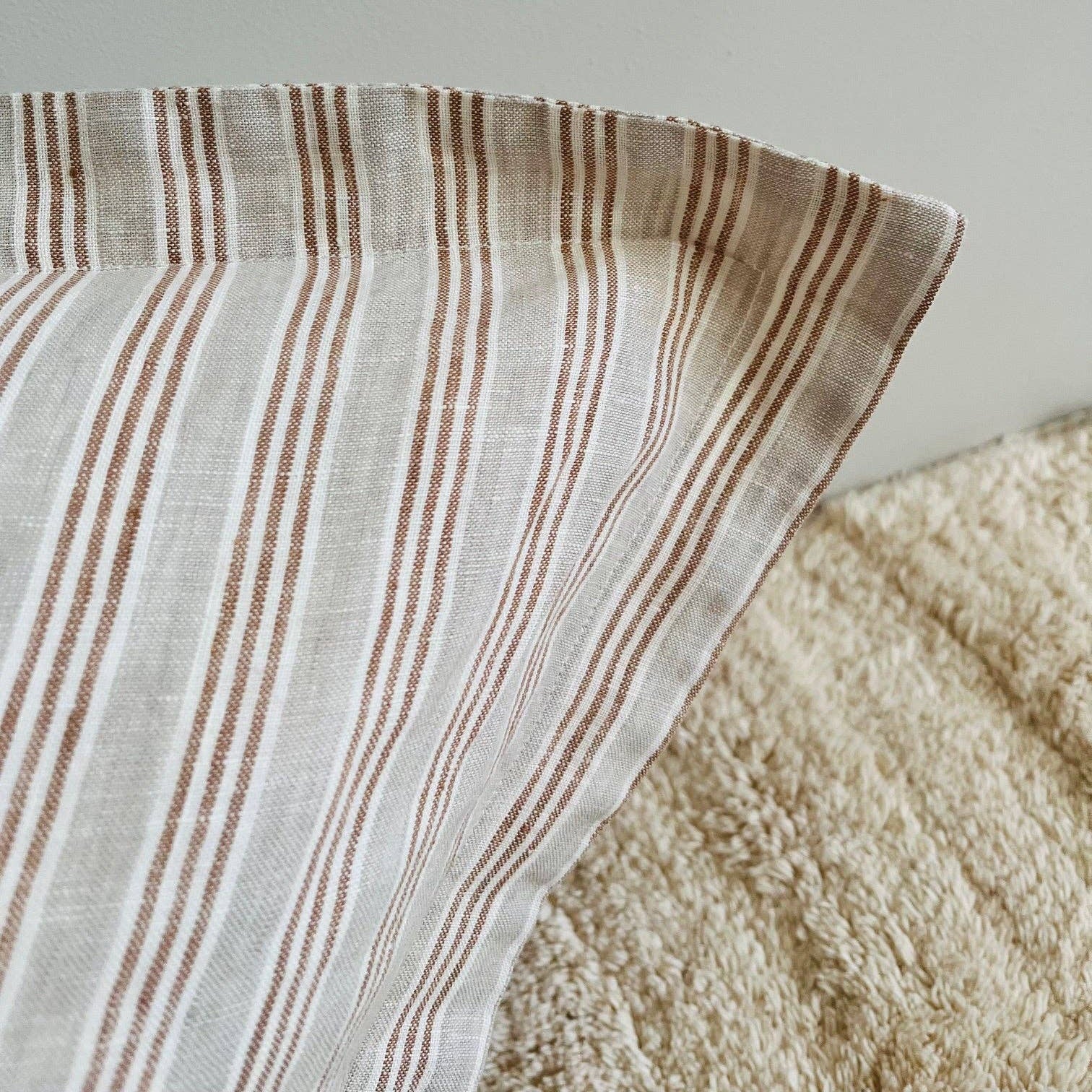 Pure French Linen Cushion Cover with Flange Detail - Biscuit Stripe Mama and Tochter