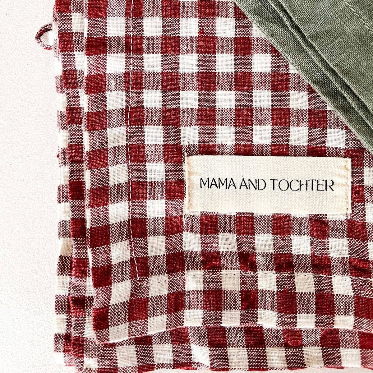 Pure French Linen Tea Towel - Mulberry Gingham Mama and Tochter