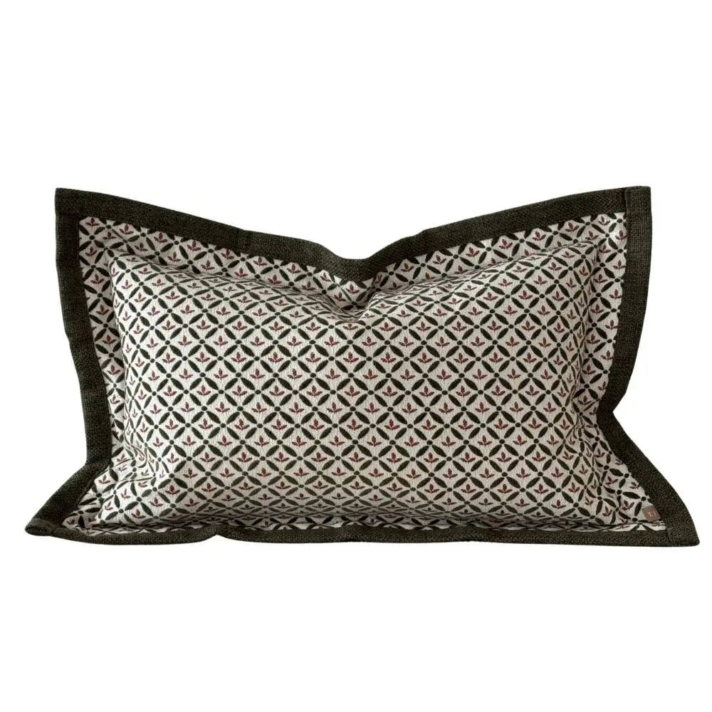 Fleur Olive & Terracotta Print Cushion Cover – 50 × 30 cm