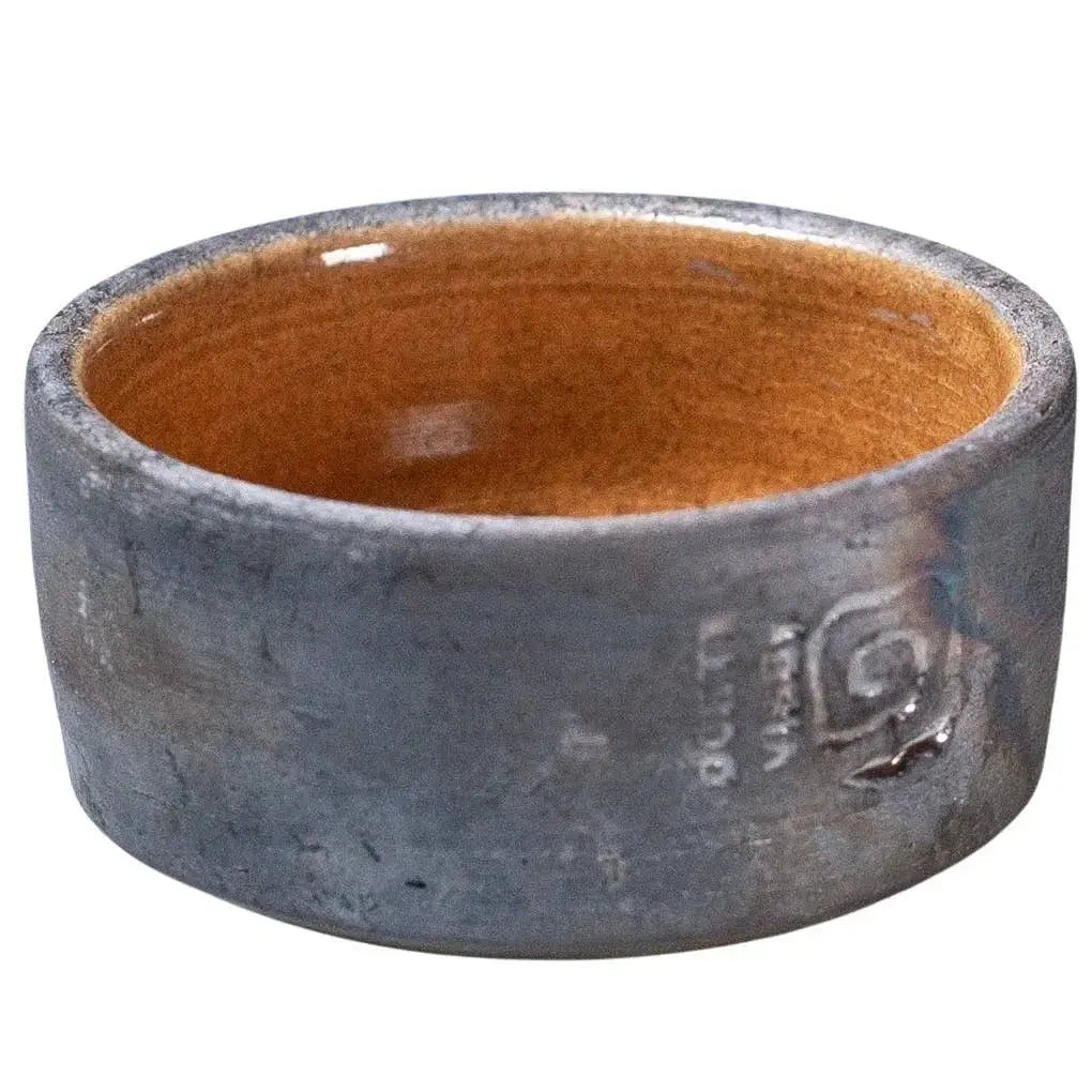 Handmade Raku-fired salt bowls in 3 different glazes: Ocher Rune-Jakobsen Design