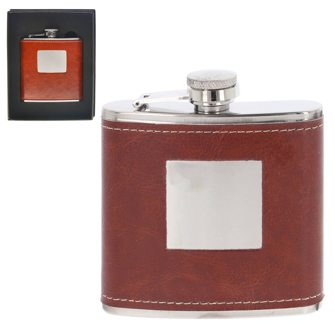 Hip Flask – Brown Engrave (6oz)