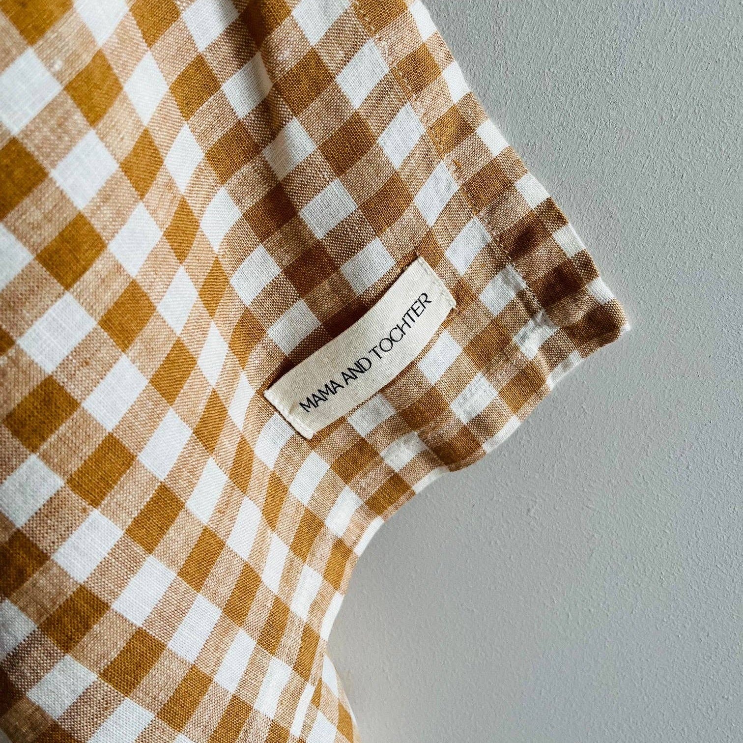 Pure French Linen Tea Towel - Toffee Gingham Small Mama and Tochter