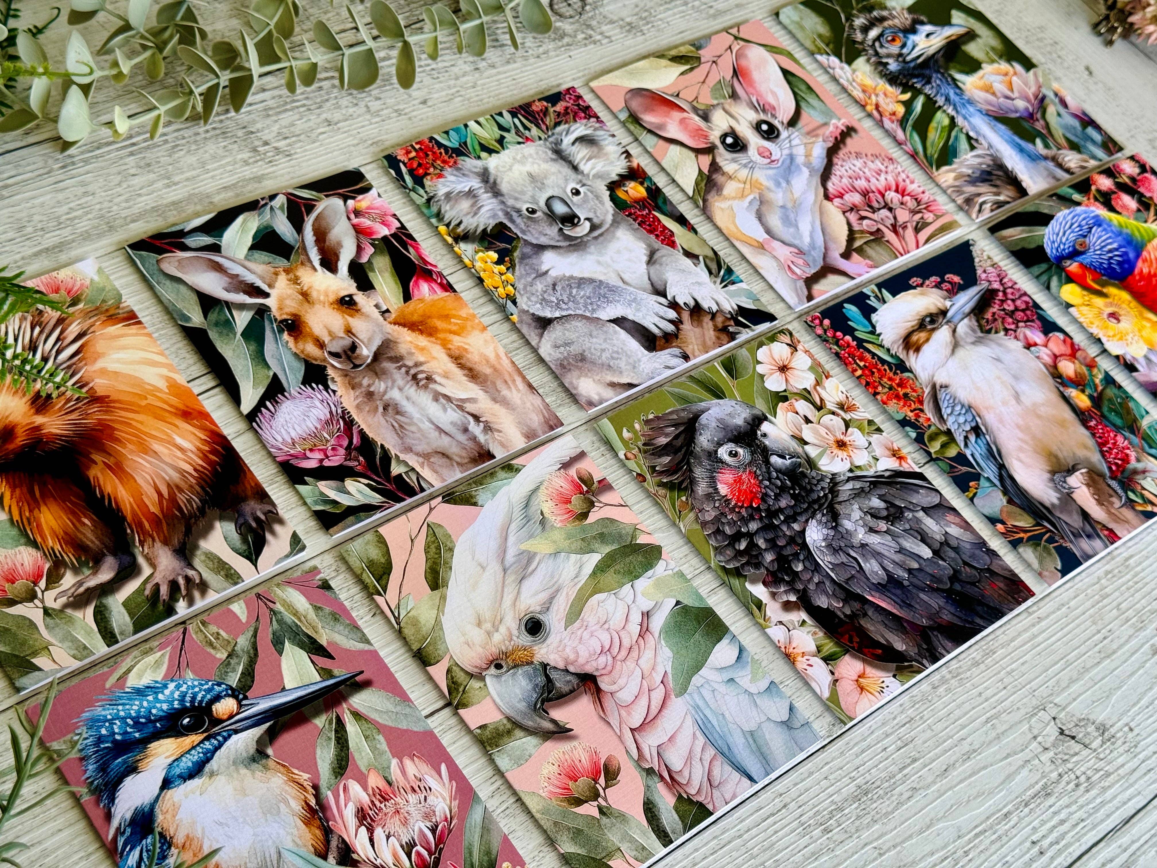 Australian Kangaroo on Native Florals greeting card Scattered Seed Co
