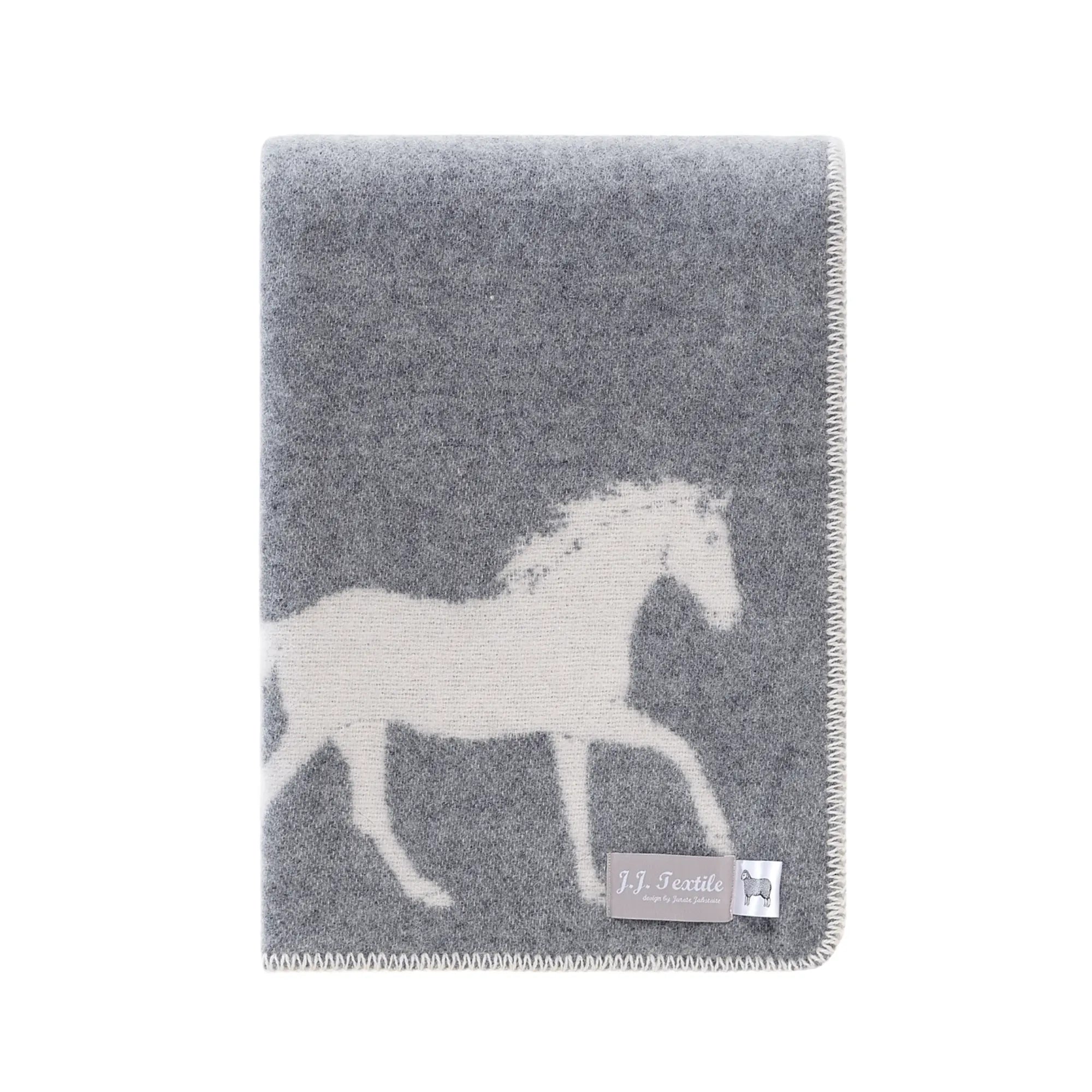 Horse Grey Wool Blanket JJ Textile