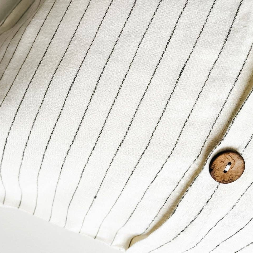 Pure Linen Cushion Cover - Olive Stripe