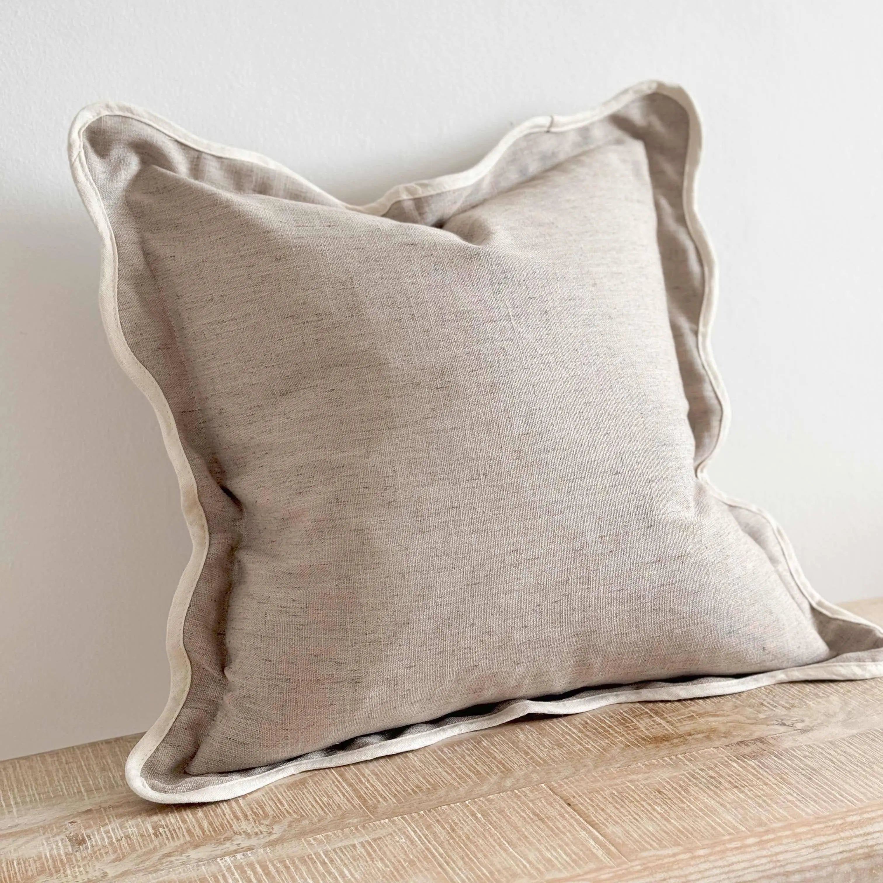 Chloe Greige Scalloped Edge Cushion Cover – 45 × 45 cm Ellenvale Trade