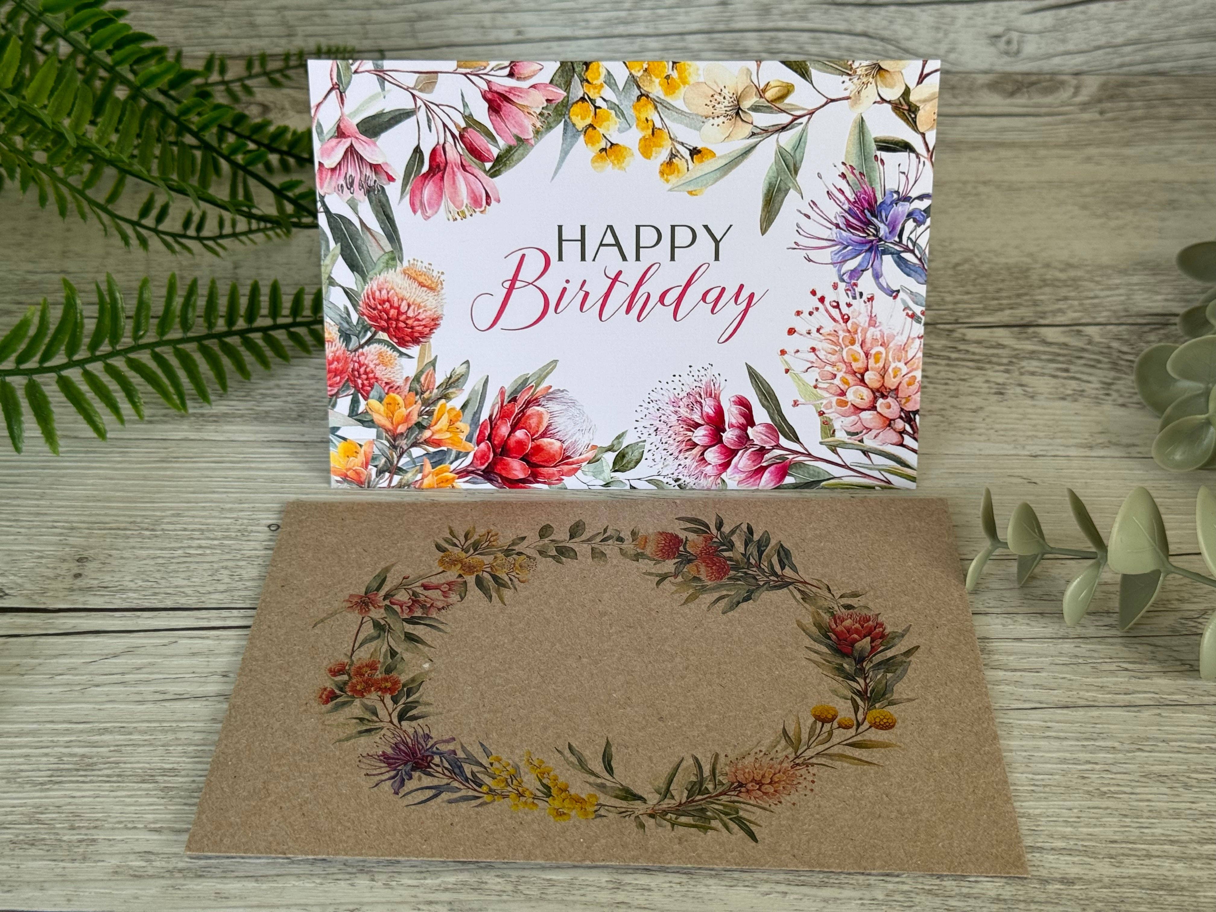 Australian Native Florals Birthday Card – A6
